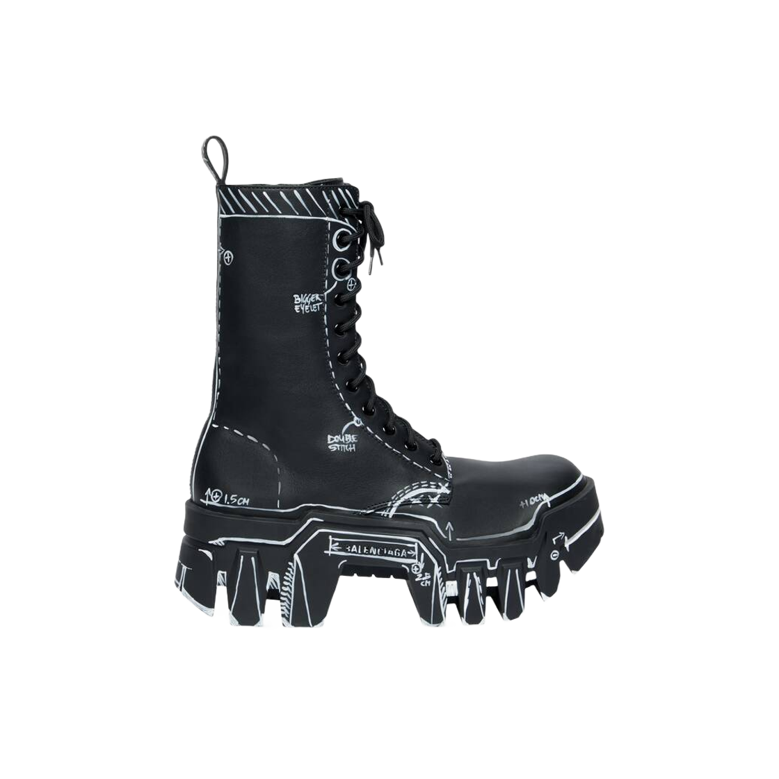 672502WBEF21090 Balenciaga Bulldozer Lace-Up Boot Black