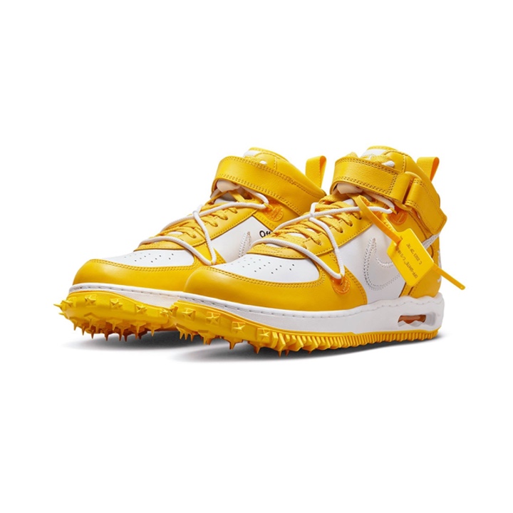 Nike x Off-White Air Force 1 Mid SP Leather Varsity Maize 착용 스타일 - 3