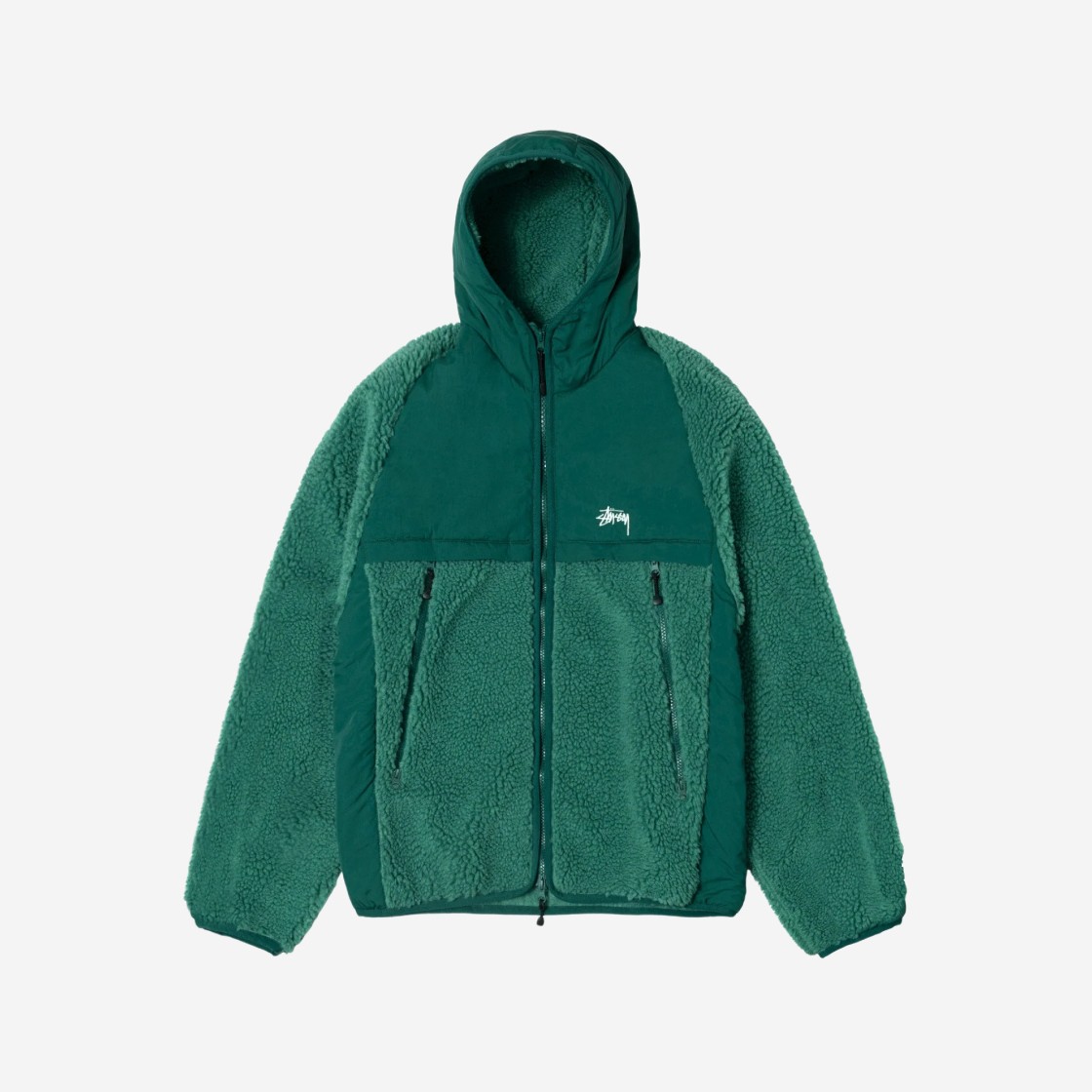 Stussy Sherpa Paneled Hooded Jacket Teal 상세 이미지 1