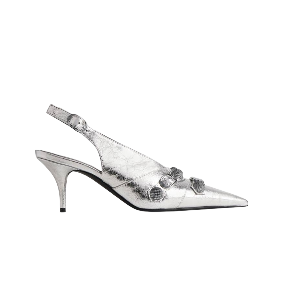 (W) 발렌시아가 카골 슬링백 70mm 펌프 메탈라이즈드 실버((W) Balenciaga Cagole Slingback 70mm Pump Metallized Silver) - 1