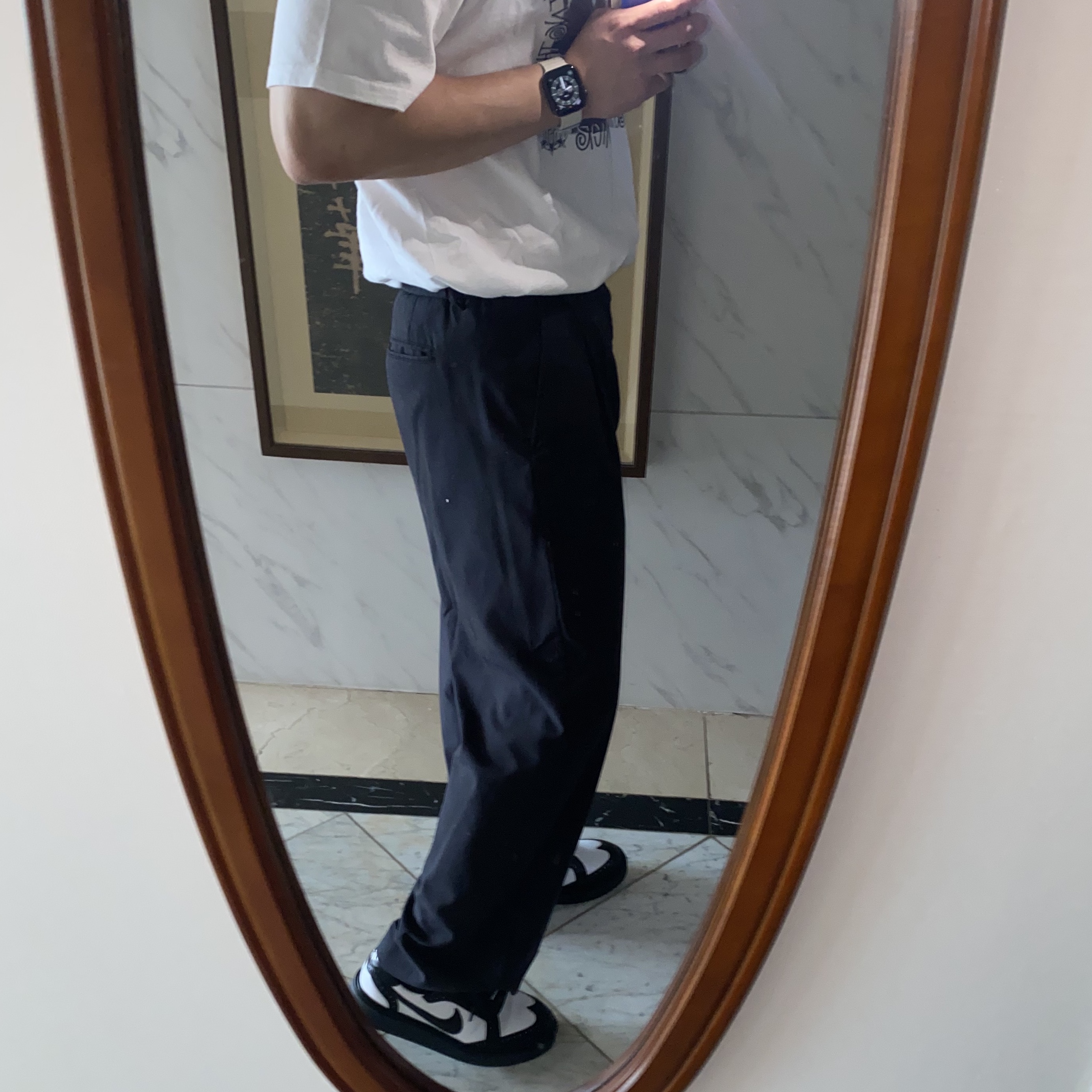 Nike x Peaceminusone Kwondo1 Black and White, Stussy x Gang Starr Take It Personal T-Shirt White 착용 스타일 - 2