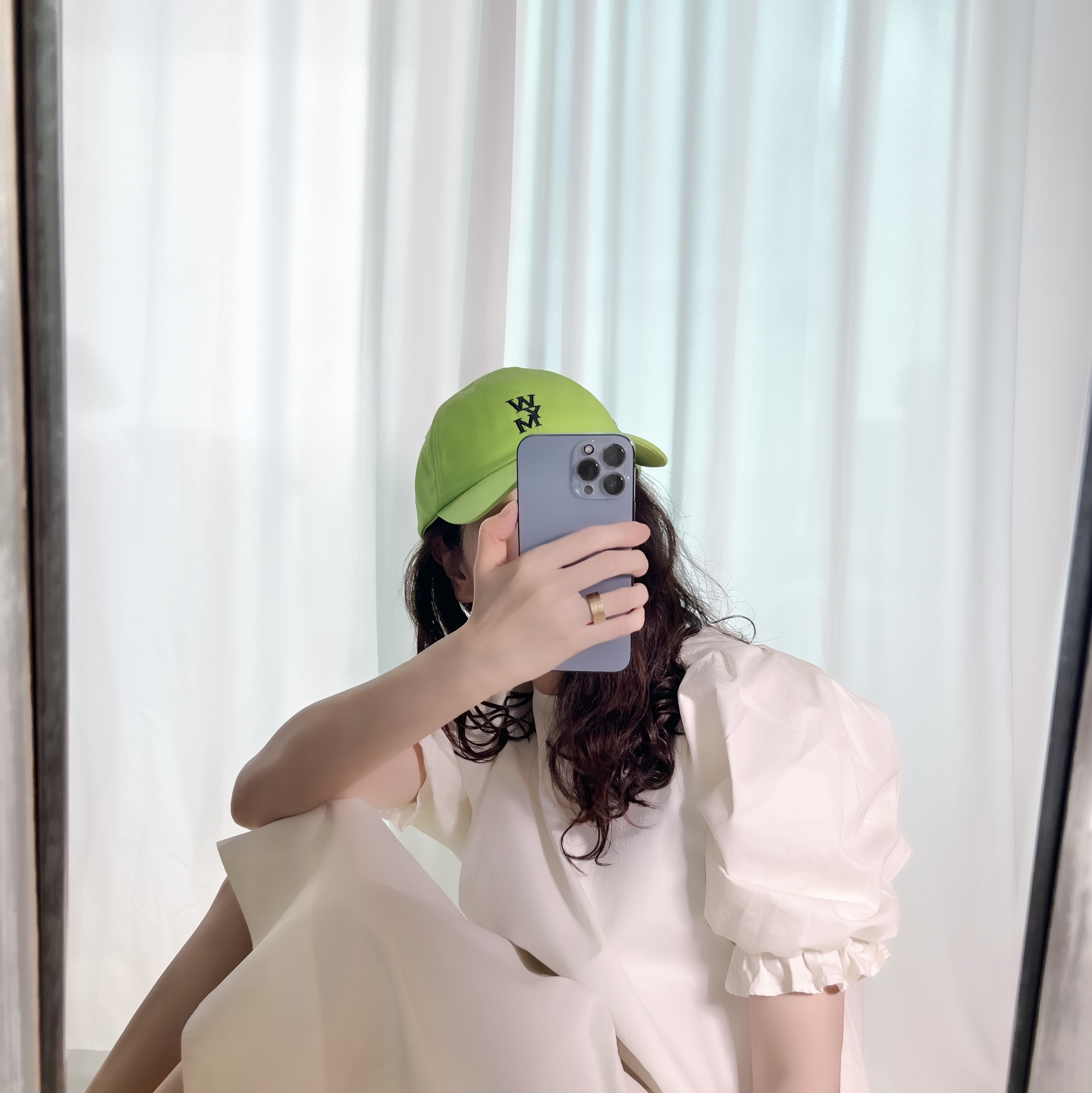 Wooyoungmi Logo Ball Cap Green - 23SS 착용 스타일 - 2