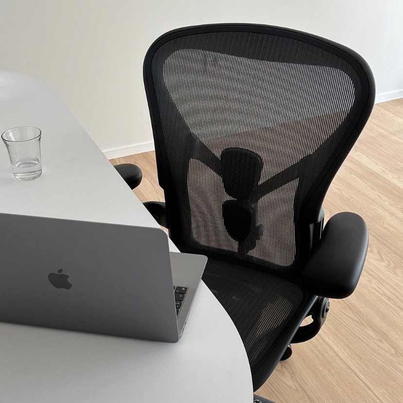 [헤드레스트 증정][20% 쿠폰] Herman Miller New Aeron Chair Full Option Graphite 착용 스타일
