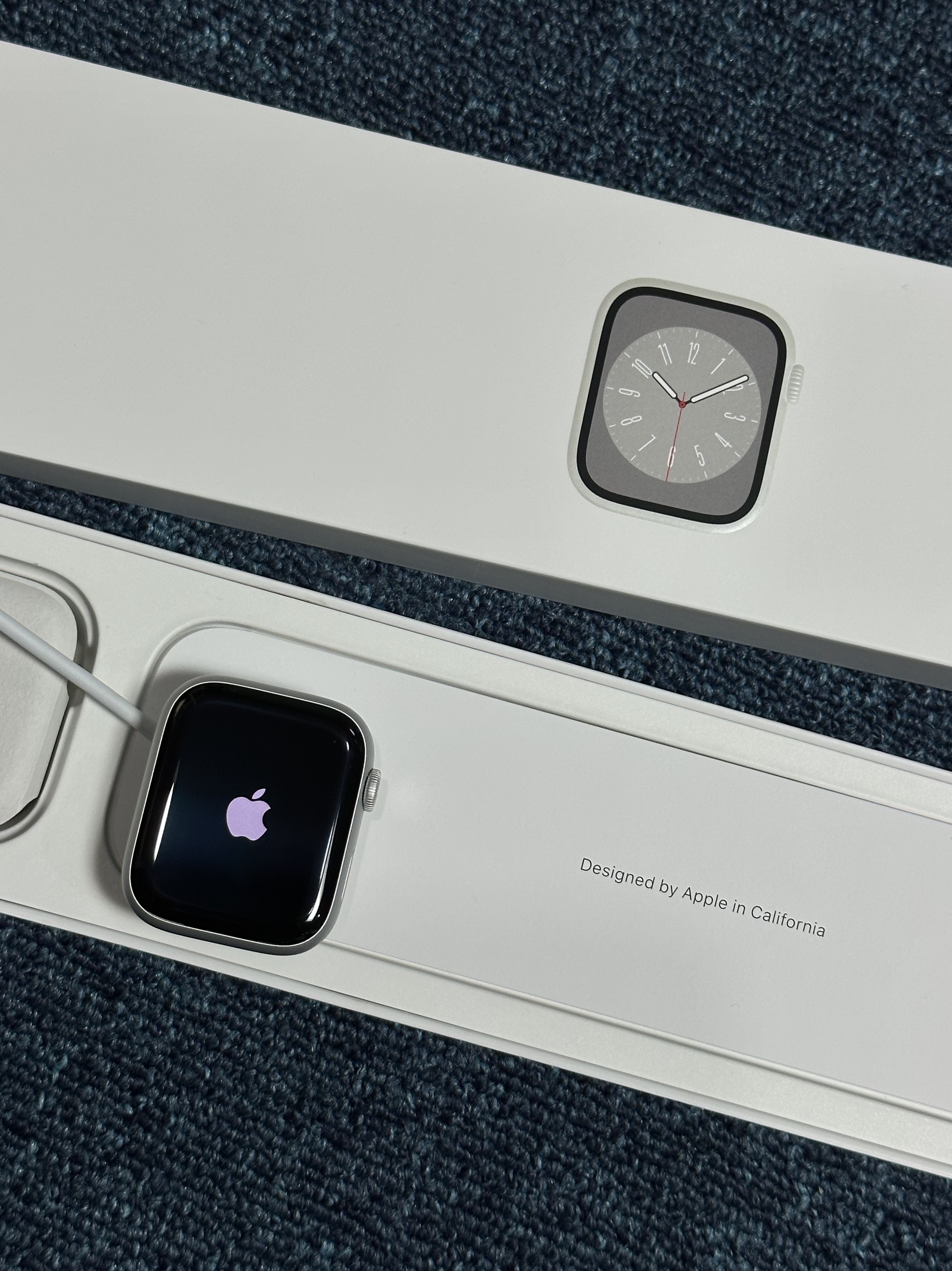 Apple Watch Series 8 45mm GPS Silver Aluminium Case with Sport Band White (Korean Ver.) 착용 스타일 - 1