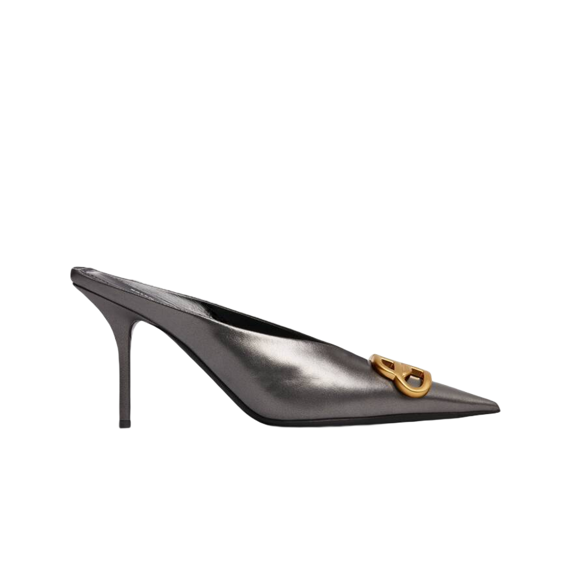 (W) 발렌시아가 스퀘어 나이프 BB 80mm 뮬 메탈라이즈드 건메탈 골드((W) Balenciaga Square Knife BB 80mm Mule Metallized Gunmetal Gold) - 1