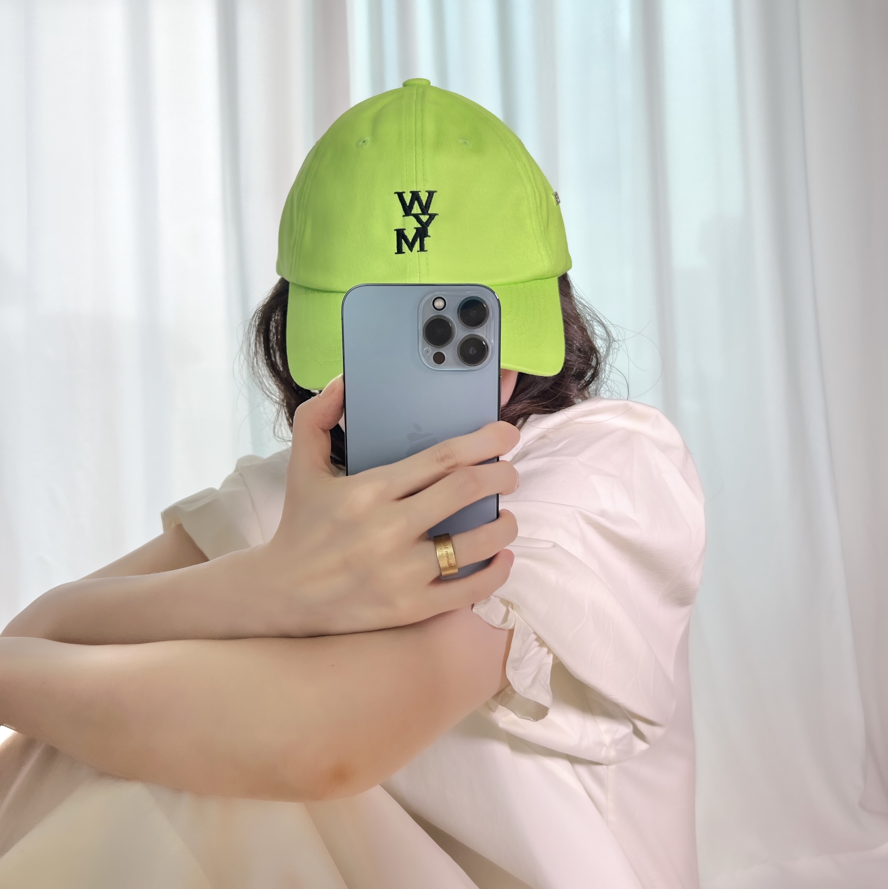 Wooyoungmi Logo Ball Cap Green - 23SS 착용 스타일 - 3