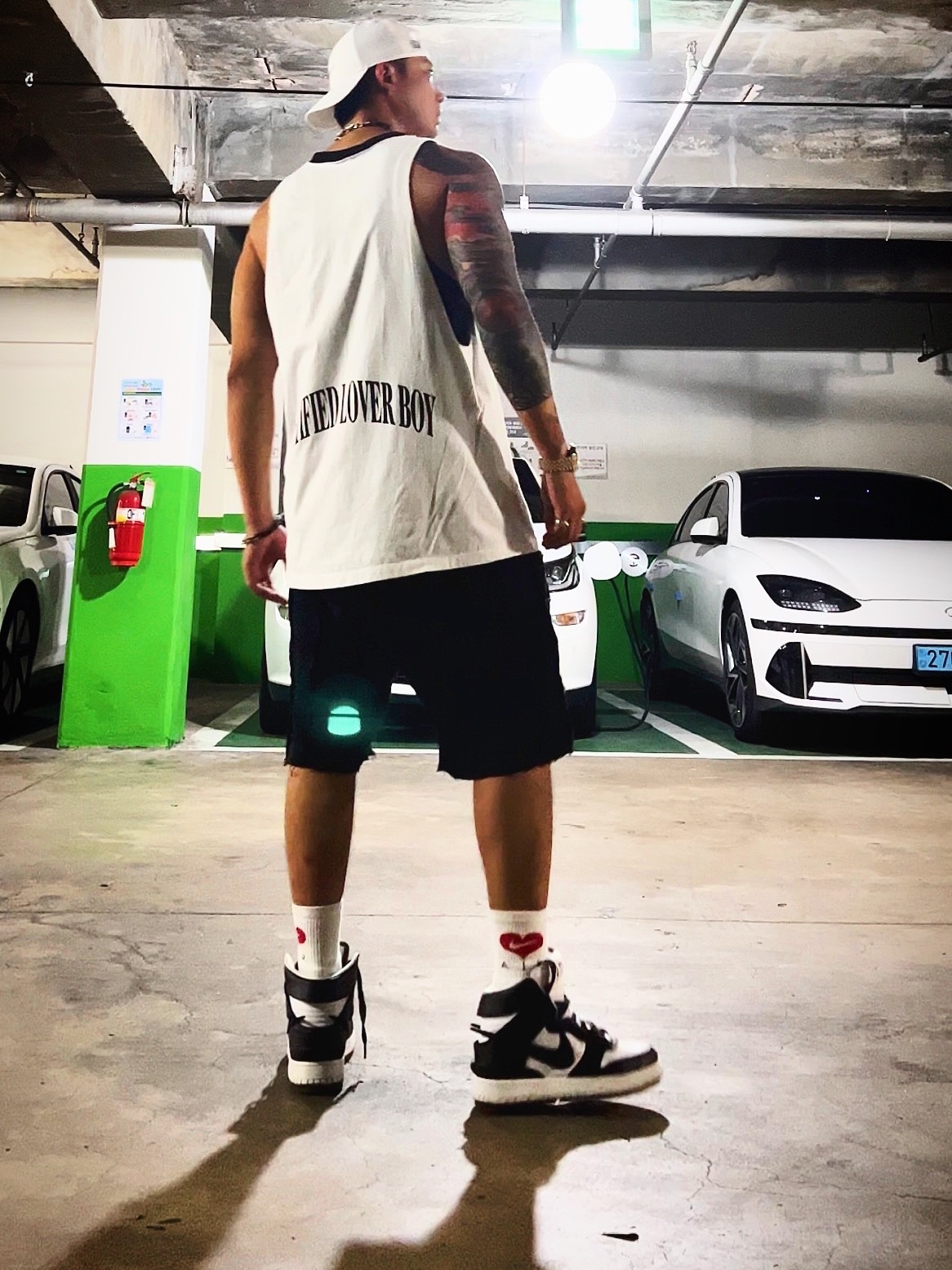Nike x Drake Certified Lover Boy Hat White, Supreme Reverse Patchwork Sweatshorts Black - 22SS 착용 스타일 - 1