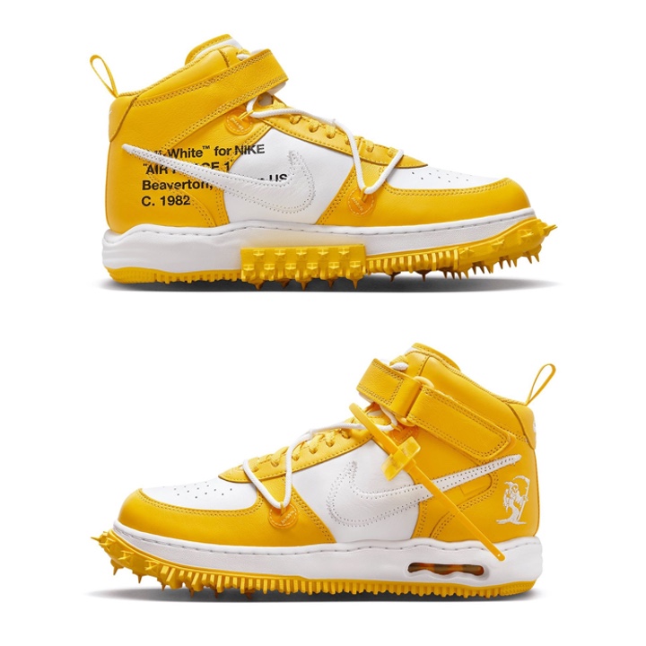 Nike x Off-White Air Force 1 Mid SP Leather Varsity Maize 착용 스타일 - 2