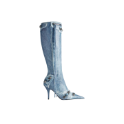 (W) Balenciaga Cagole 90mm Boot Denim Print Blue