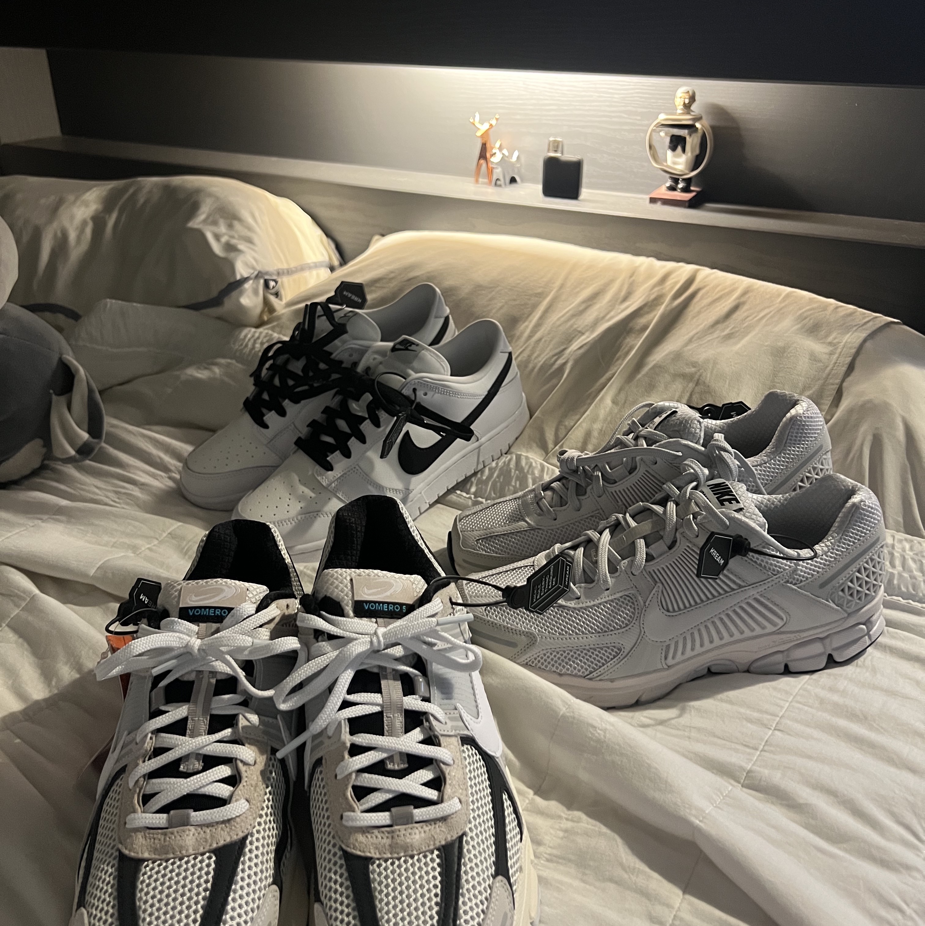 Nike Zoom Vomero 5 Light Bone and Black, Nike Dunk Low Retro Summit White 착용 스타일