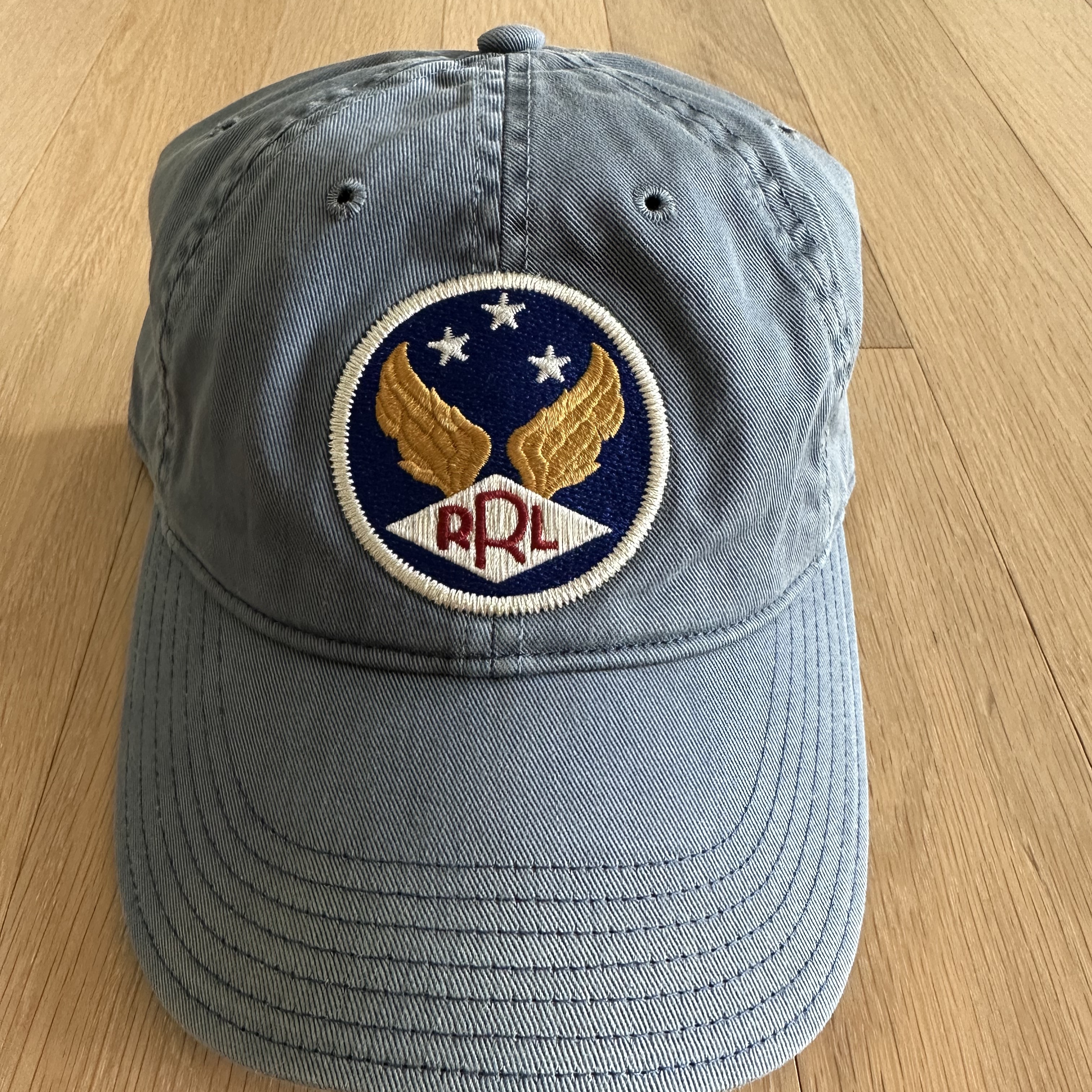Double RL Garment Dyeing Twill Ball Cap Blue 착용 스타일 - 2
