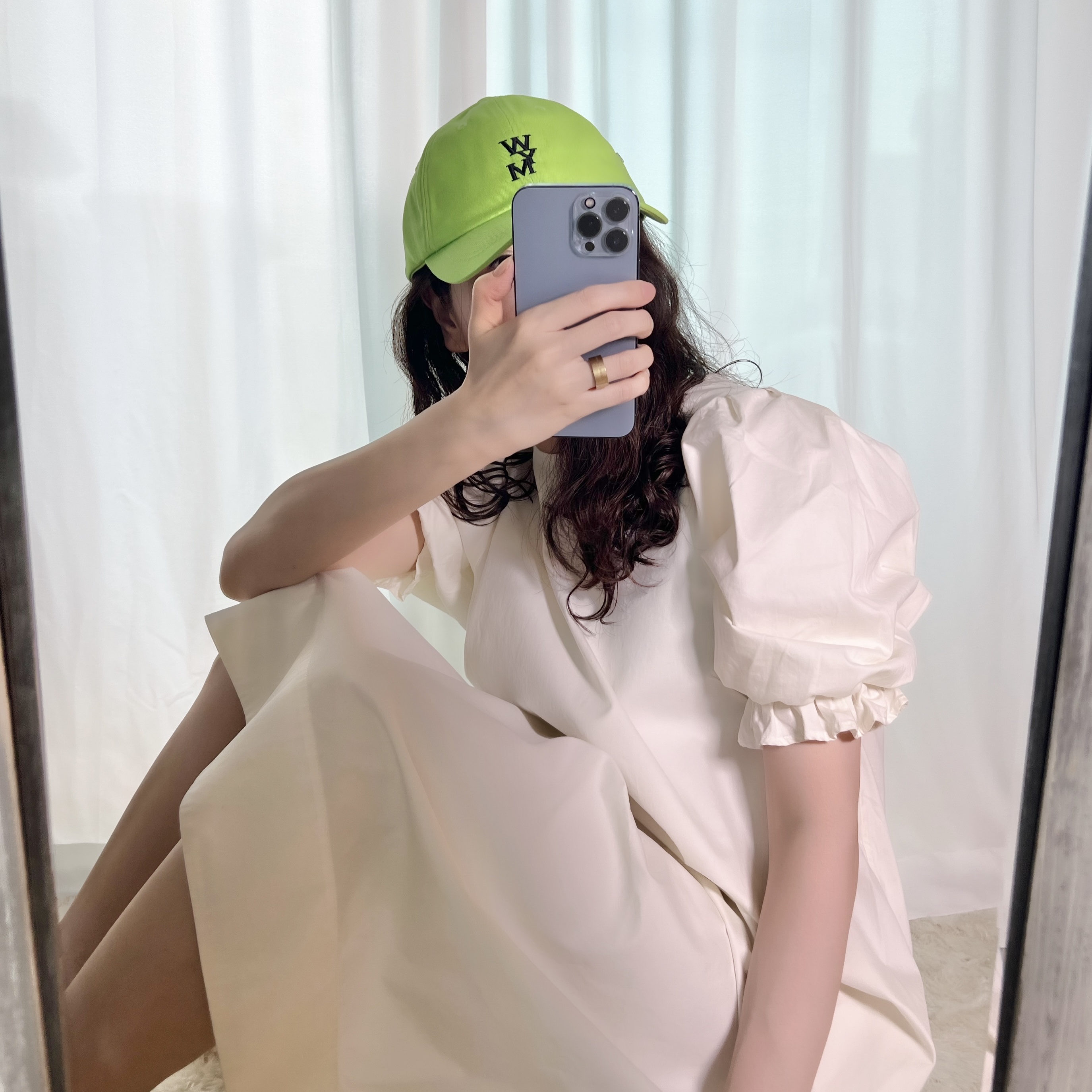 Wooyoungmi Logo Ball Cap Green - 23SS 착용 스타일 - 1