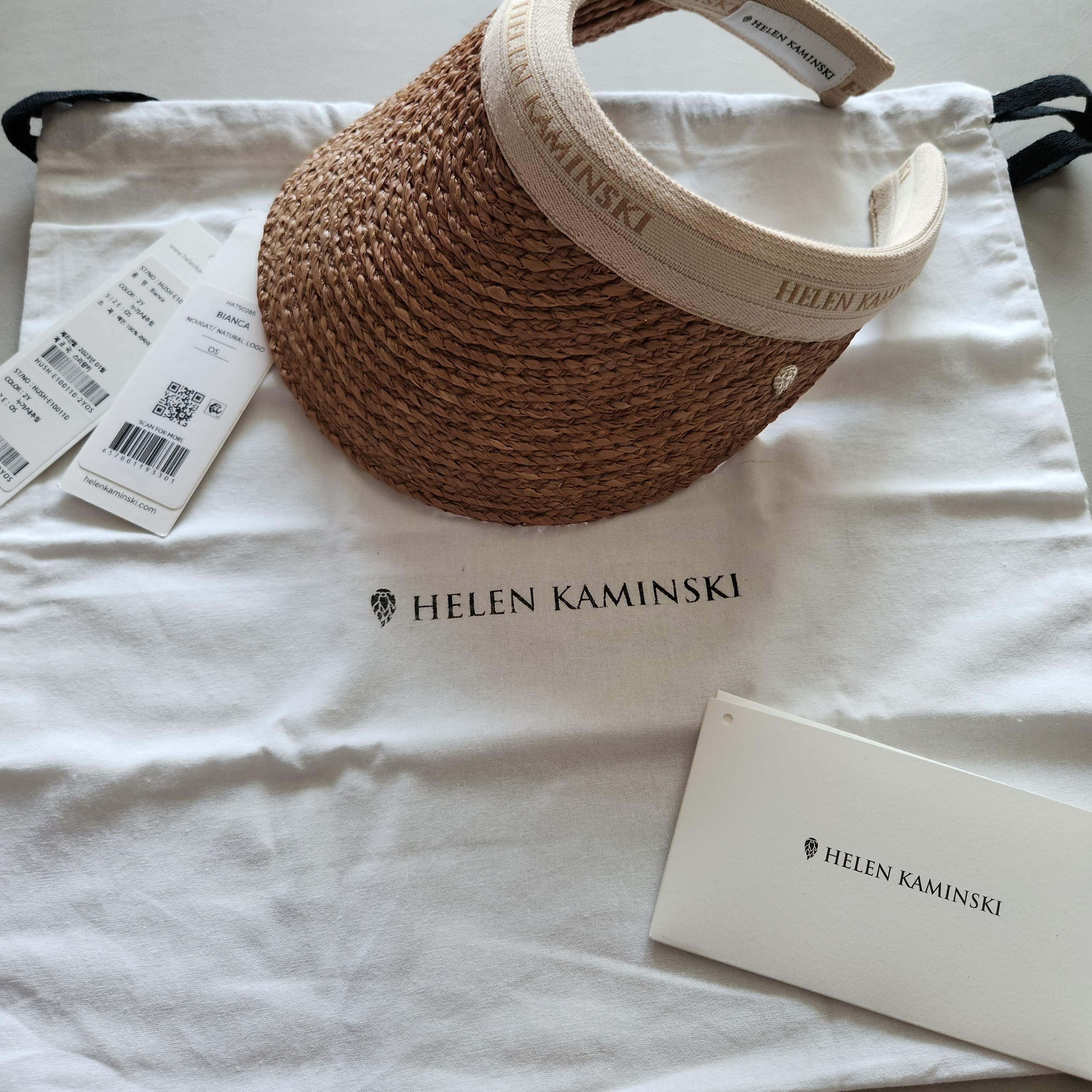 (W) Helen Kaminski Bianca Nougat Natural Logo 착용 스타일