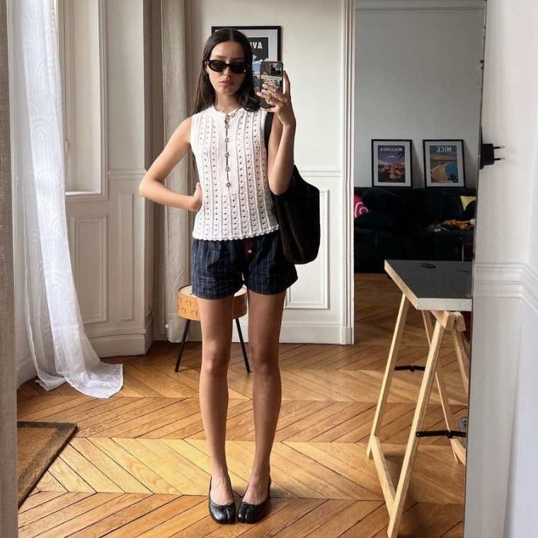 (W) Maison Margiela Tabi Ballet Flat Shoes Black 착용 스타일