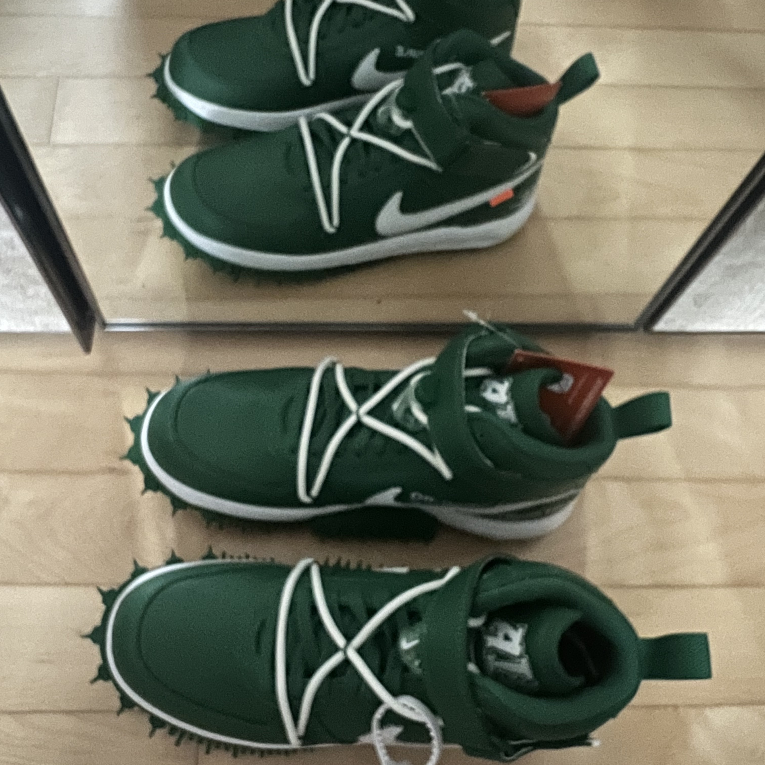 Nike x Off-White Air Force 1 Mid SP Leather Pine Green 착용 스타일
