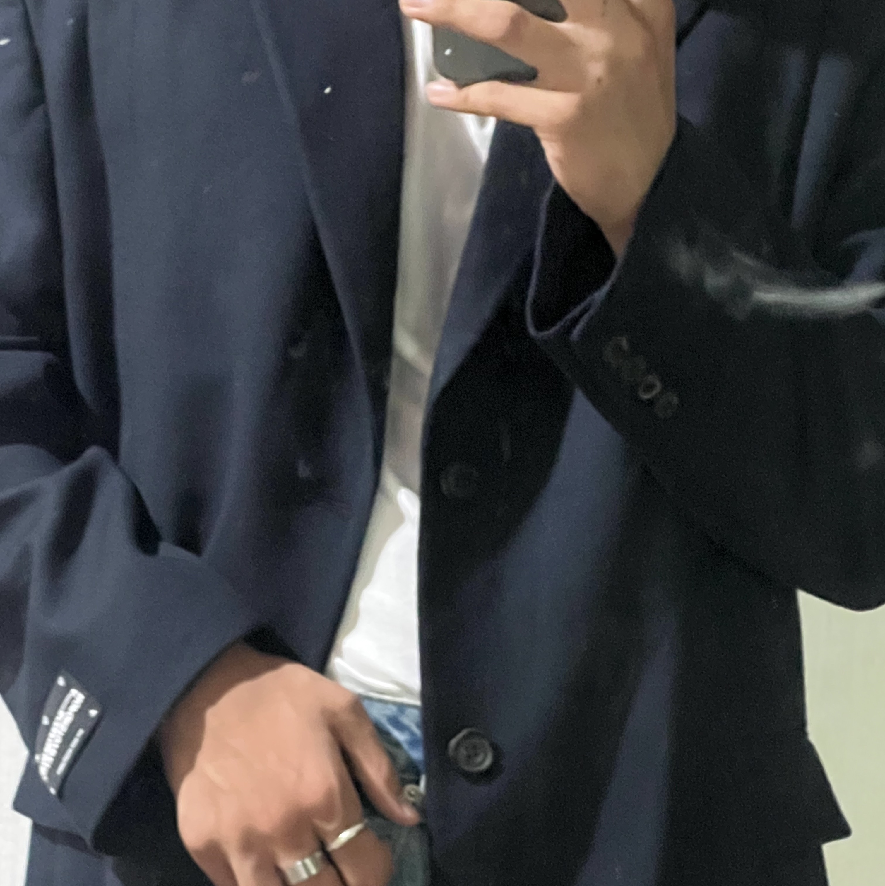 Zara x Ader Error Oversize Blazer Navy 착용 스타일
