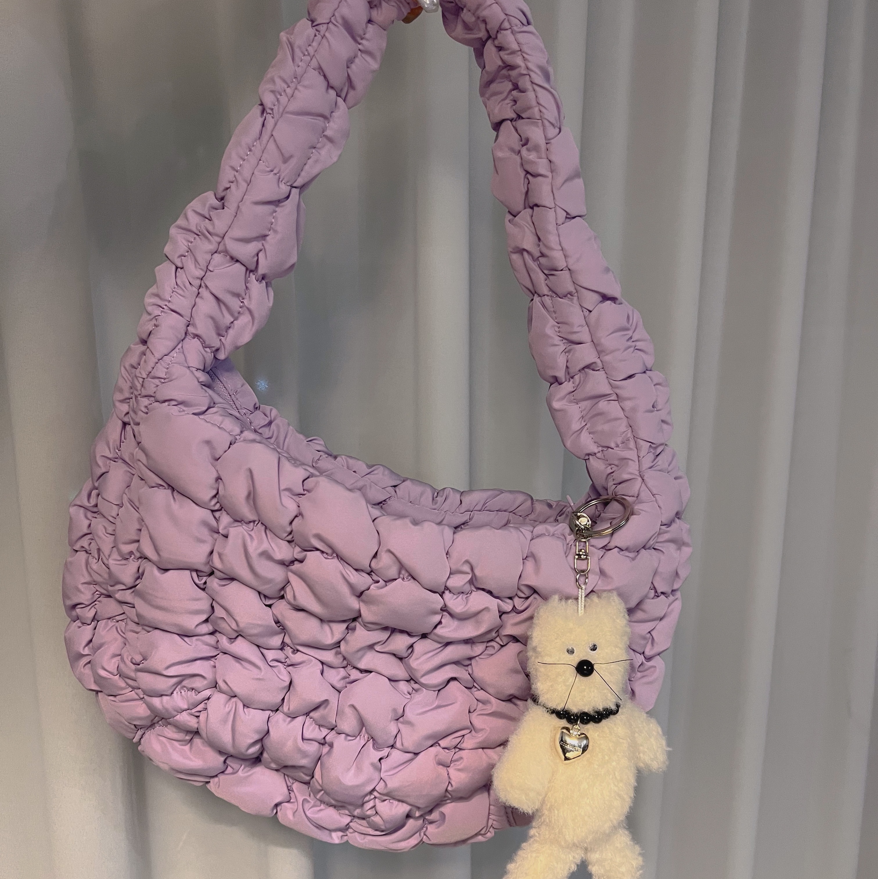 COS Quilted Mini Bag Purple 착용 스타일