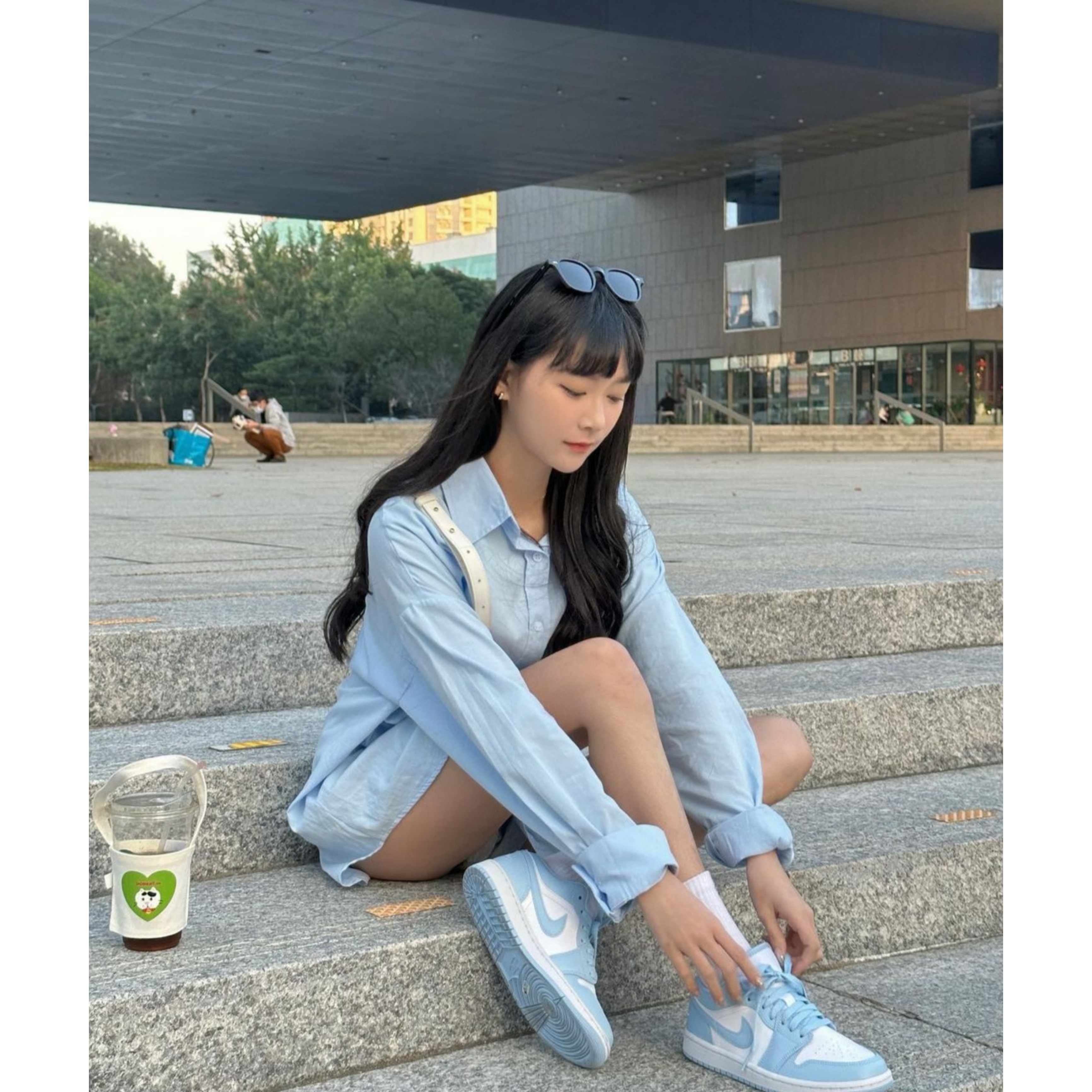 (W) Jordan 1 Low White Ice Blue 착용 스타일 - 3