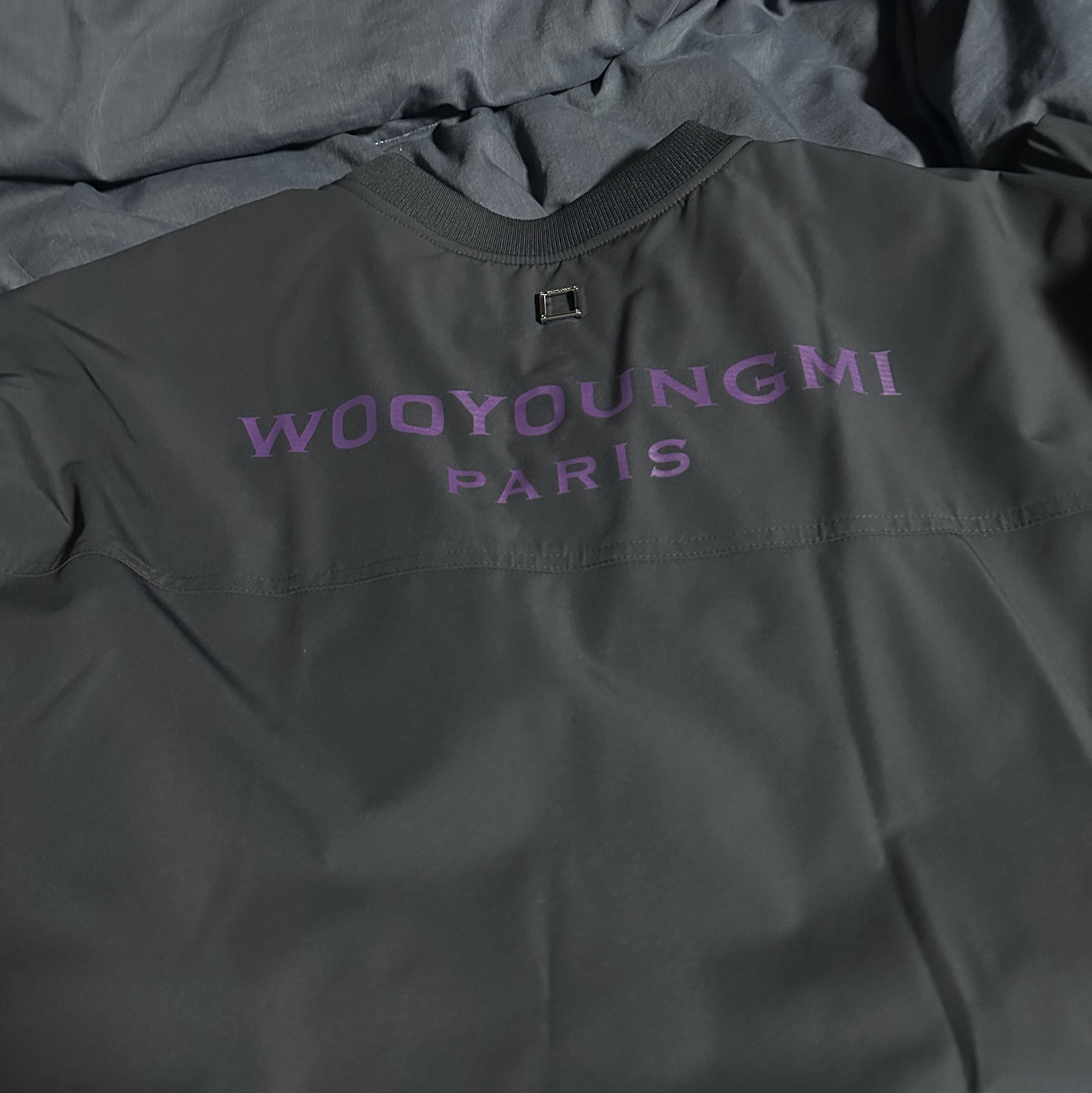 Wooyoungmi Nylon String Long Sleeve Back Logo T-Shirt Navy - 23SS 착용 스타일