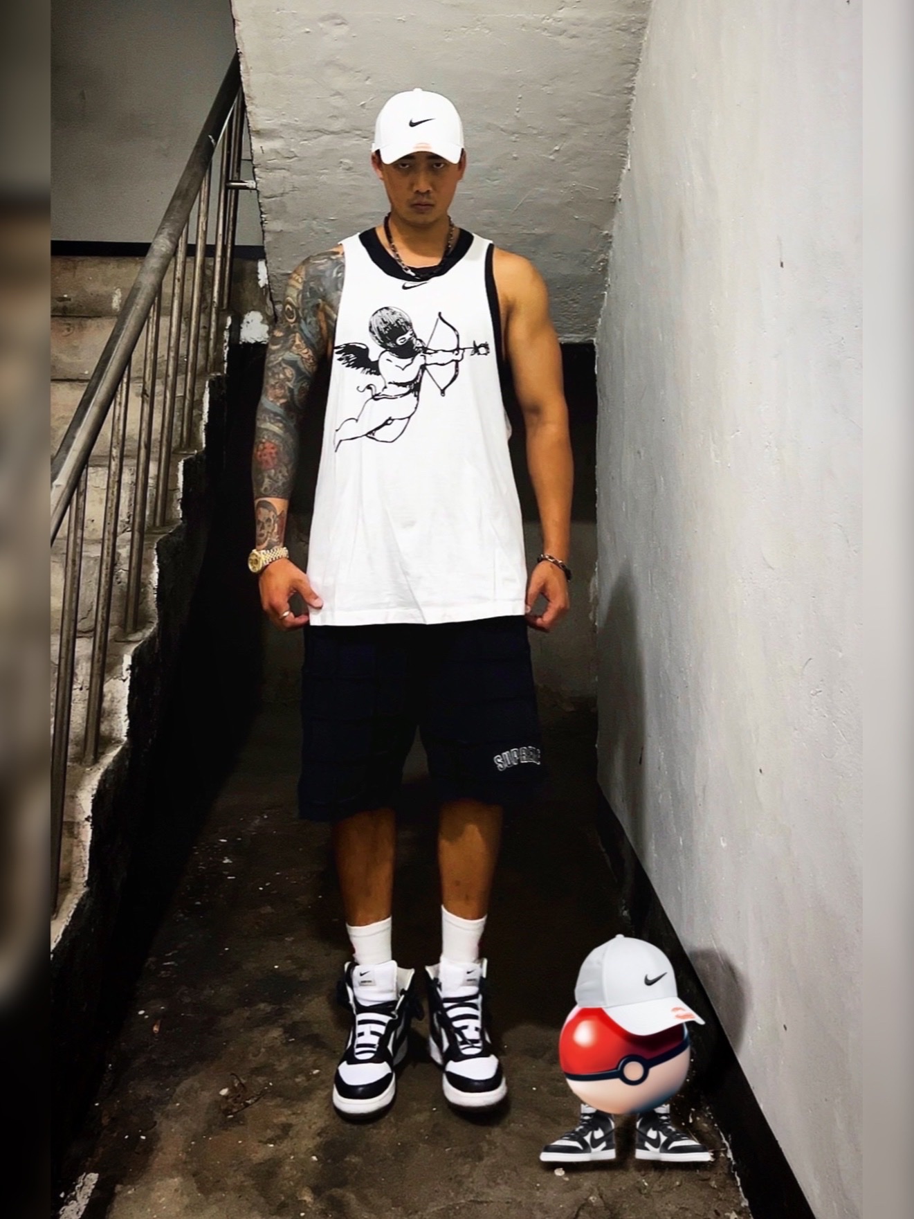 Nike x Drake Certified Lover Boy Hat White, Supreme Reverse Patchwork Sweatshorts Black - 22SS 착용 스타일 - 1