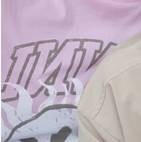 (W) Ganni Smiley T-Shirt Lilac Sachet - 22FW 착용 스타일
