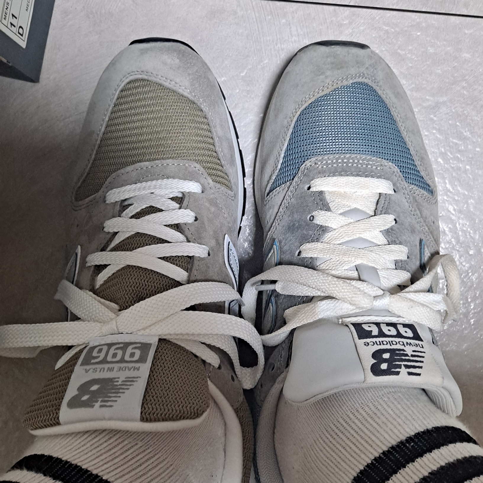 New Balance 996 Gray Blue, New Balance Made in USA 996 Grey 착용 스타일 - 2