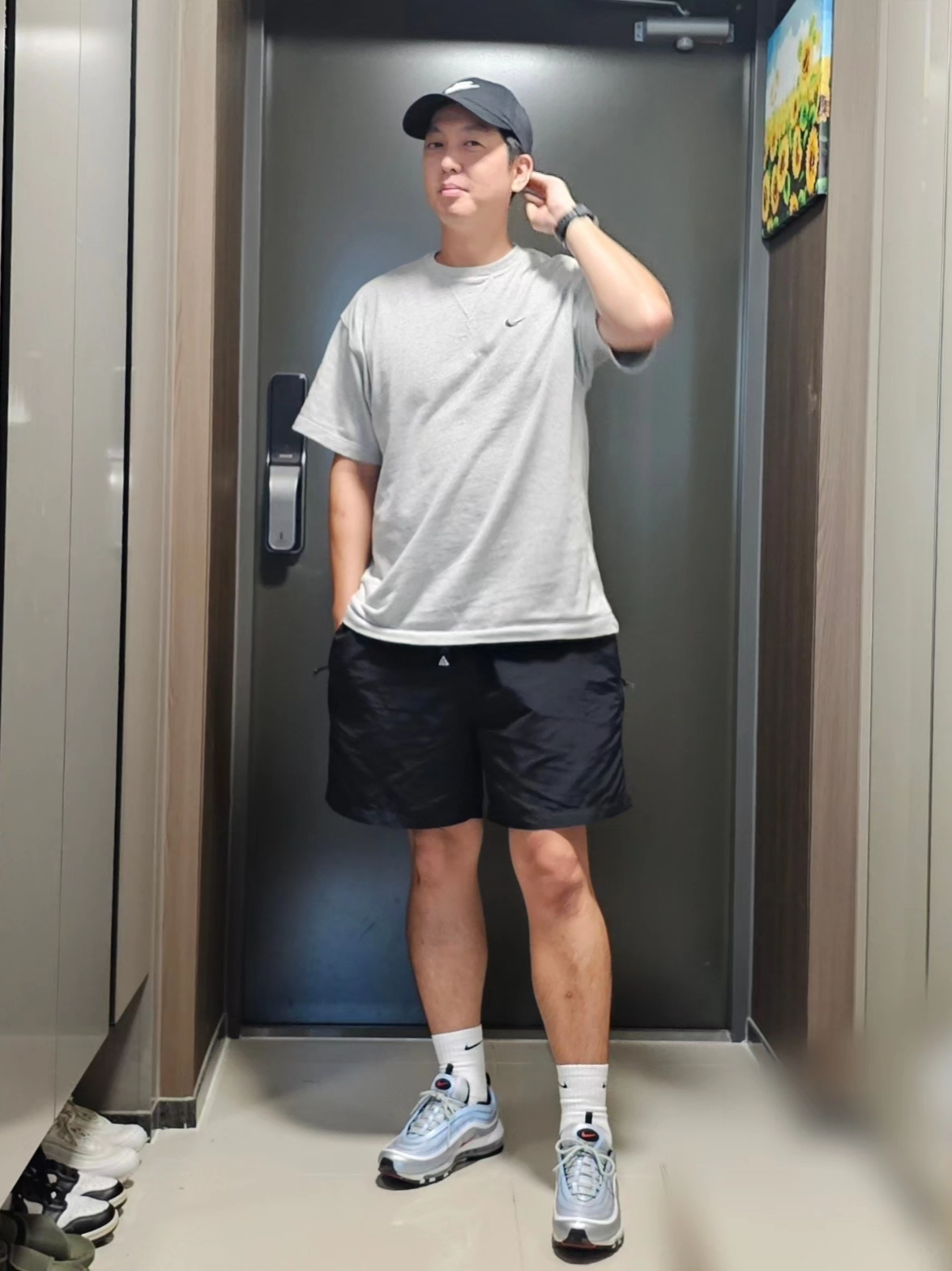 Nike Air Max 97 OG Silver Bullet 2022, Nike x Kim Jones Oversized T-Shirt Grey Heather - Asia 착용 스타일 - 1