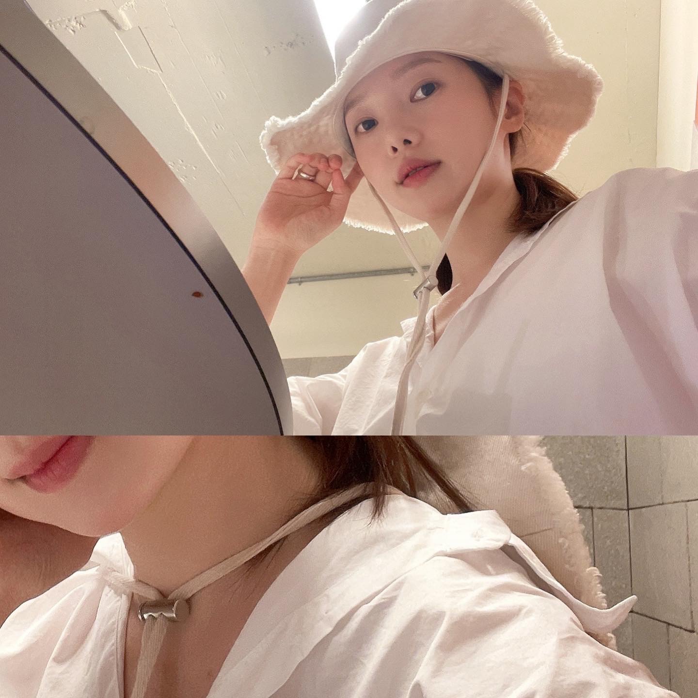 Jacquemus Le Bob Artichaut Bucket Hat Off White 착용 스타일 - 3