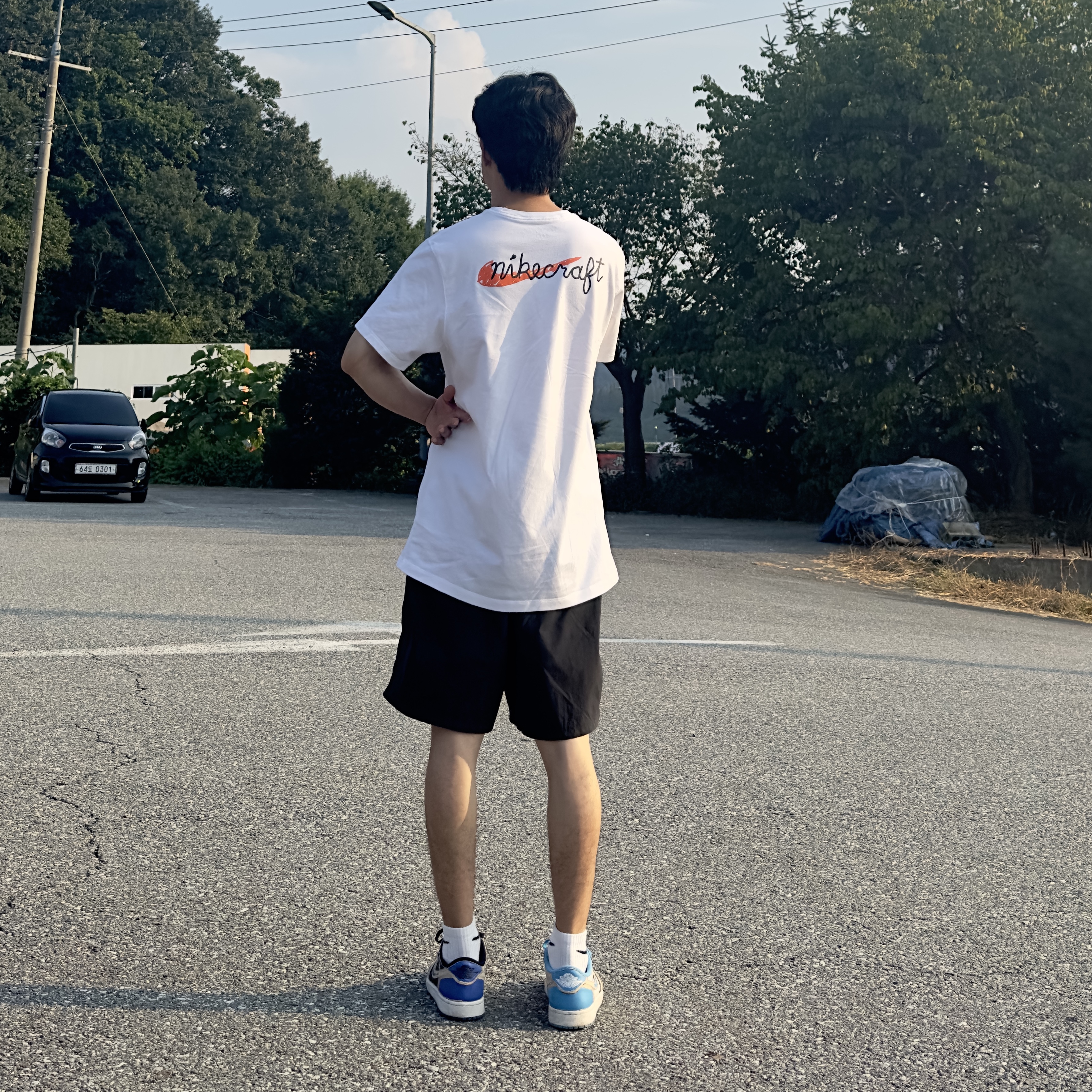Nike x Tom Sachs Nikecraft Studio T-Shirt White, Jordan 1 x Lance Mountain Low SB QS Desert Ore 착용 스타일 - 2