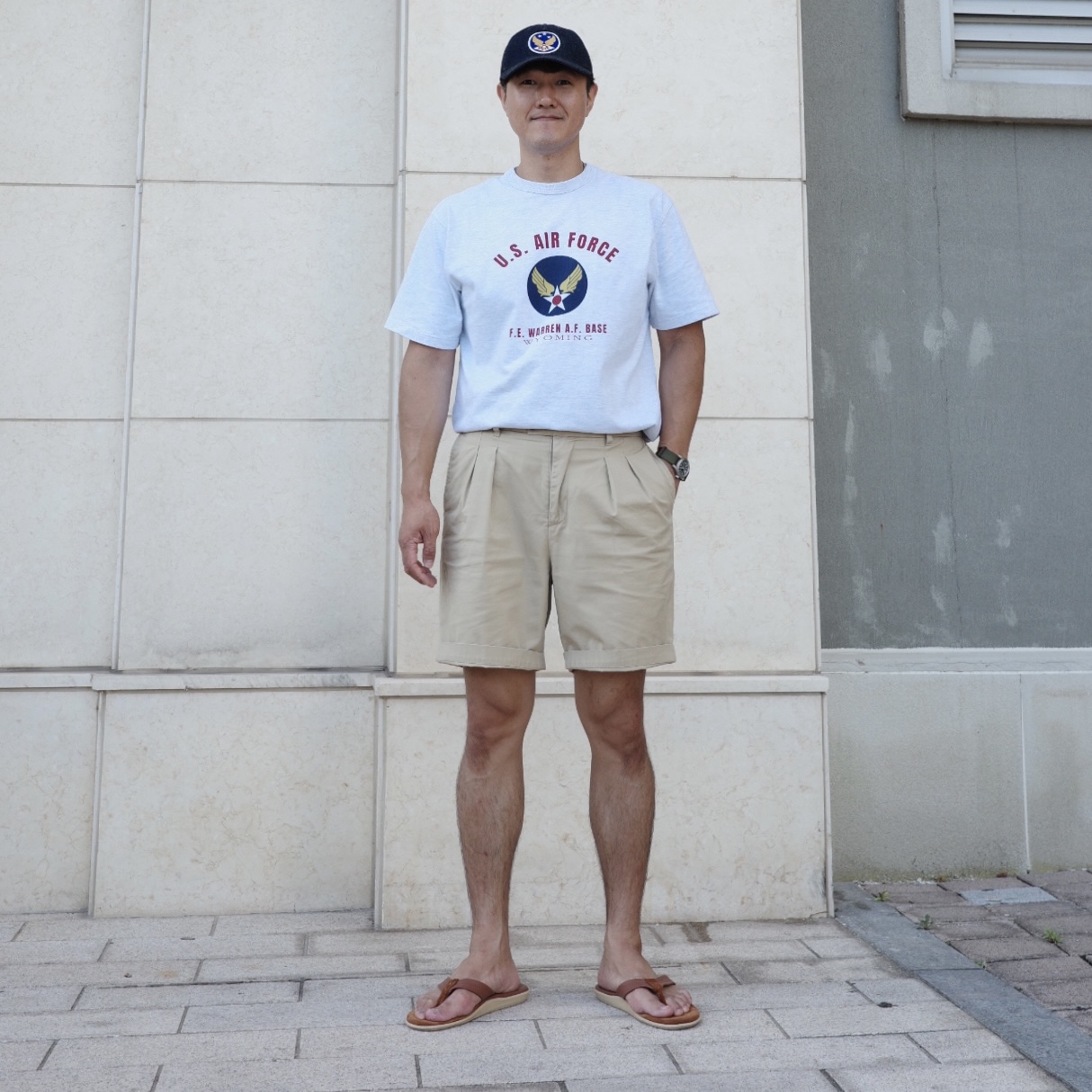 Double RL Garment Dyeing Twill Ball Cap Indigo 착용 스타일