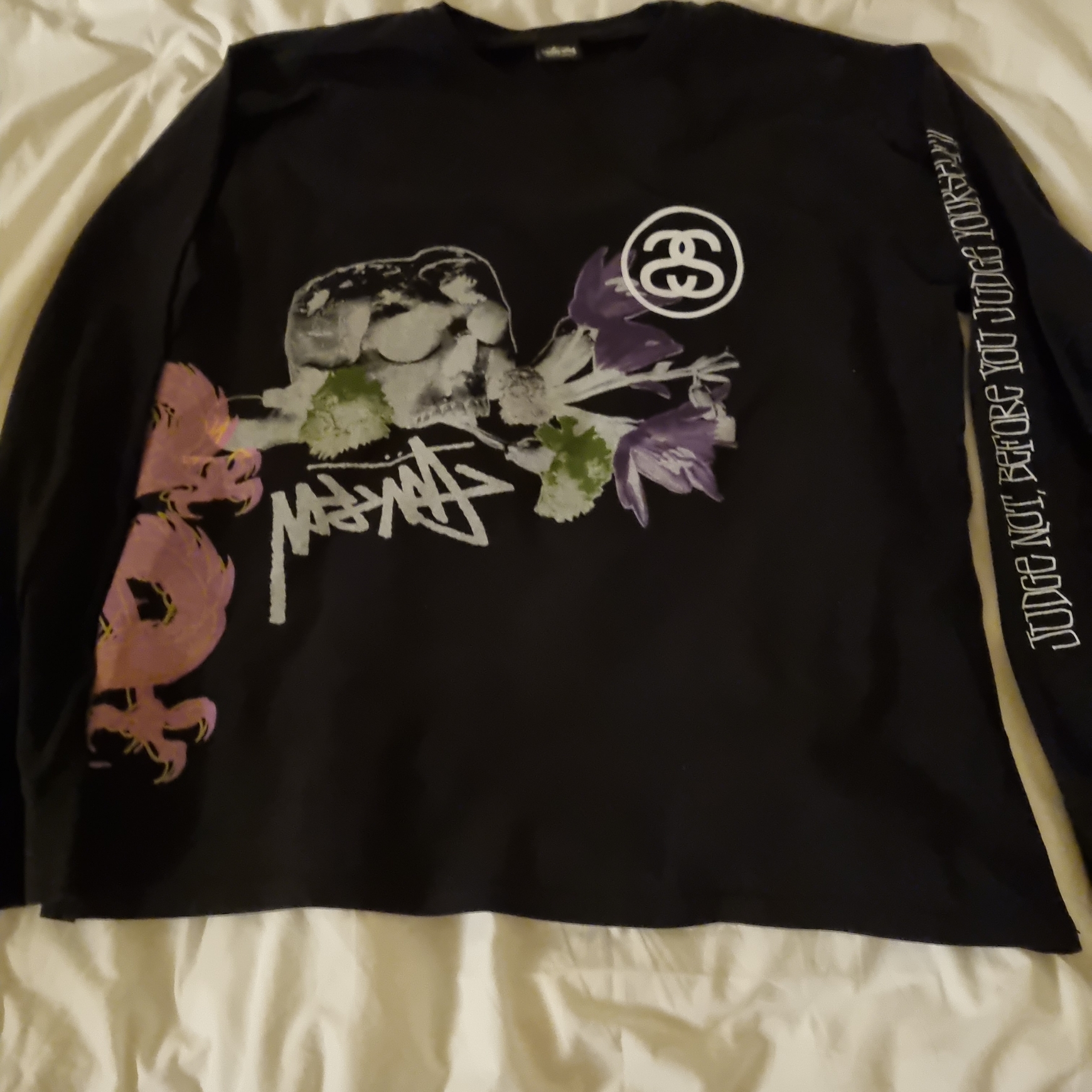 Stussy Strike Pigment Dyed LS T-Shirt Black 착용 스타일 - 1