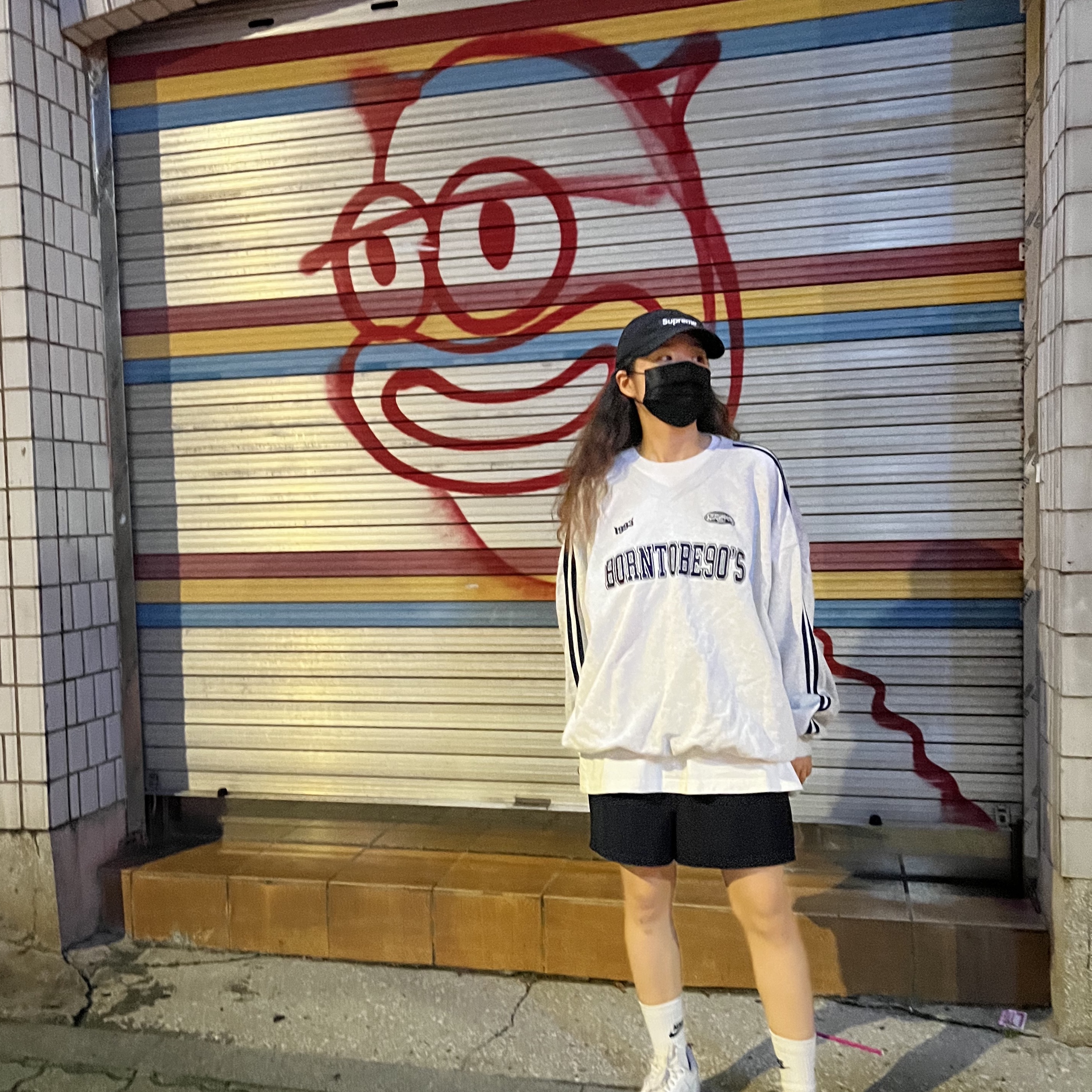 (W) Nike Air Force 1 '07 Low White, Supreme Washed Chino Twill Camp Cap Black 착용 스타일