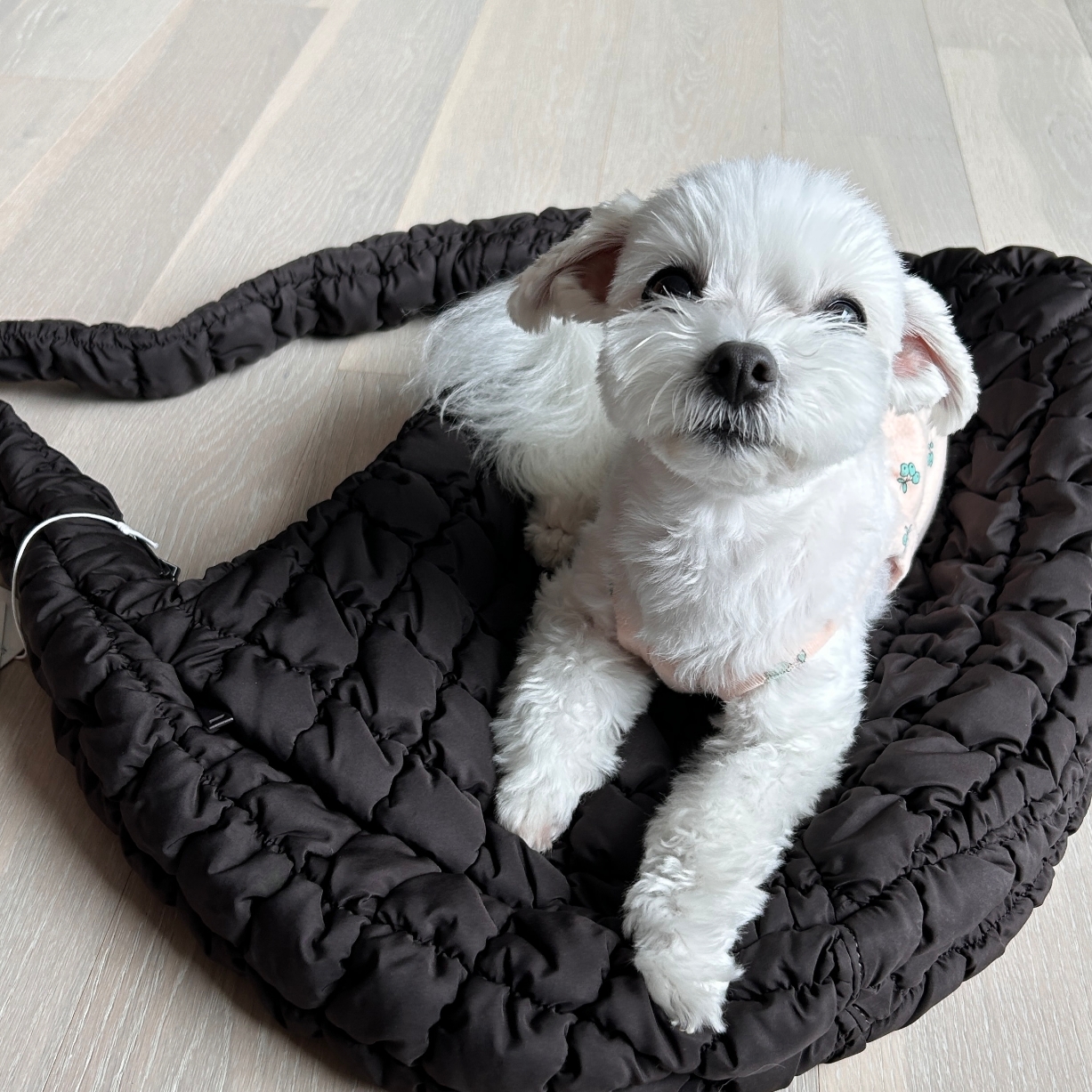 COS Quilted Oversized Shoulder Bag Brown 착용 스타일