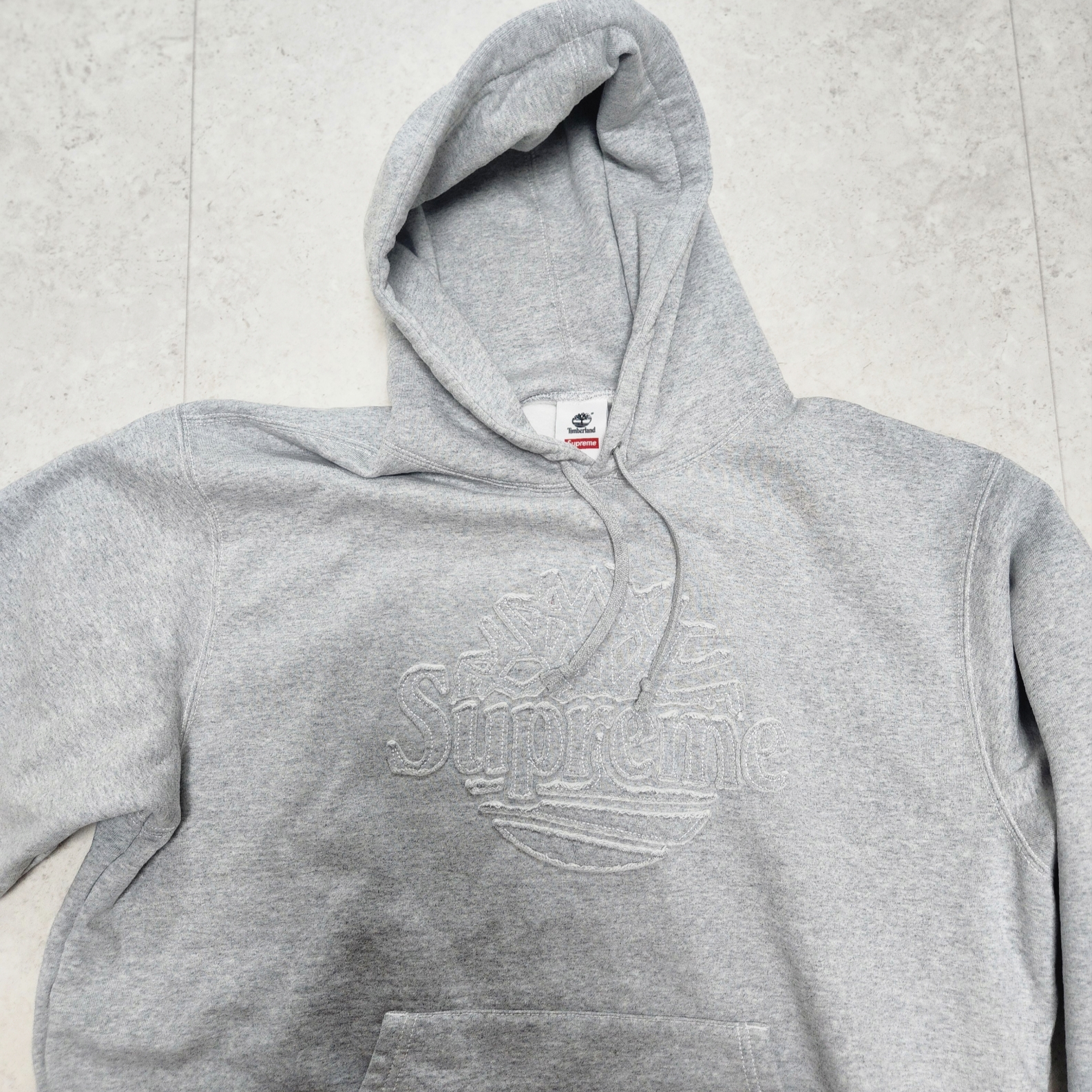 Supreme x Timberland Hooded Sweatshirt Heather Grey - 23SS 착용 스타일