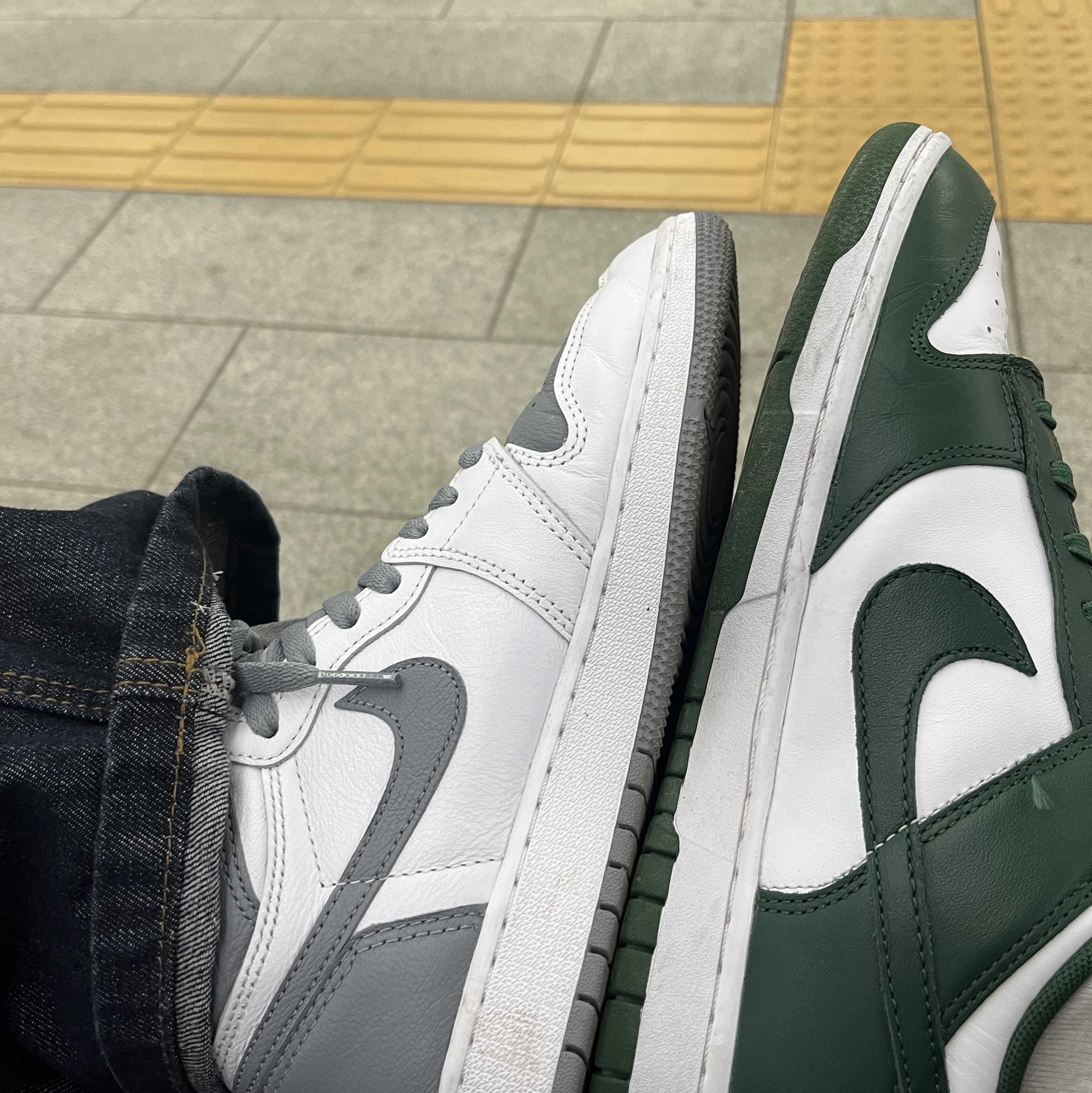 Jordan 1 Retro High OG Stealth, Nike Dunk Low Retro Varsity Green 착용 스타일