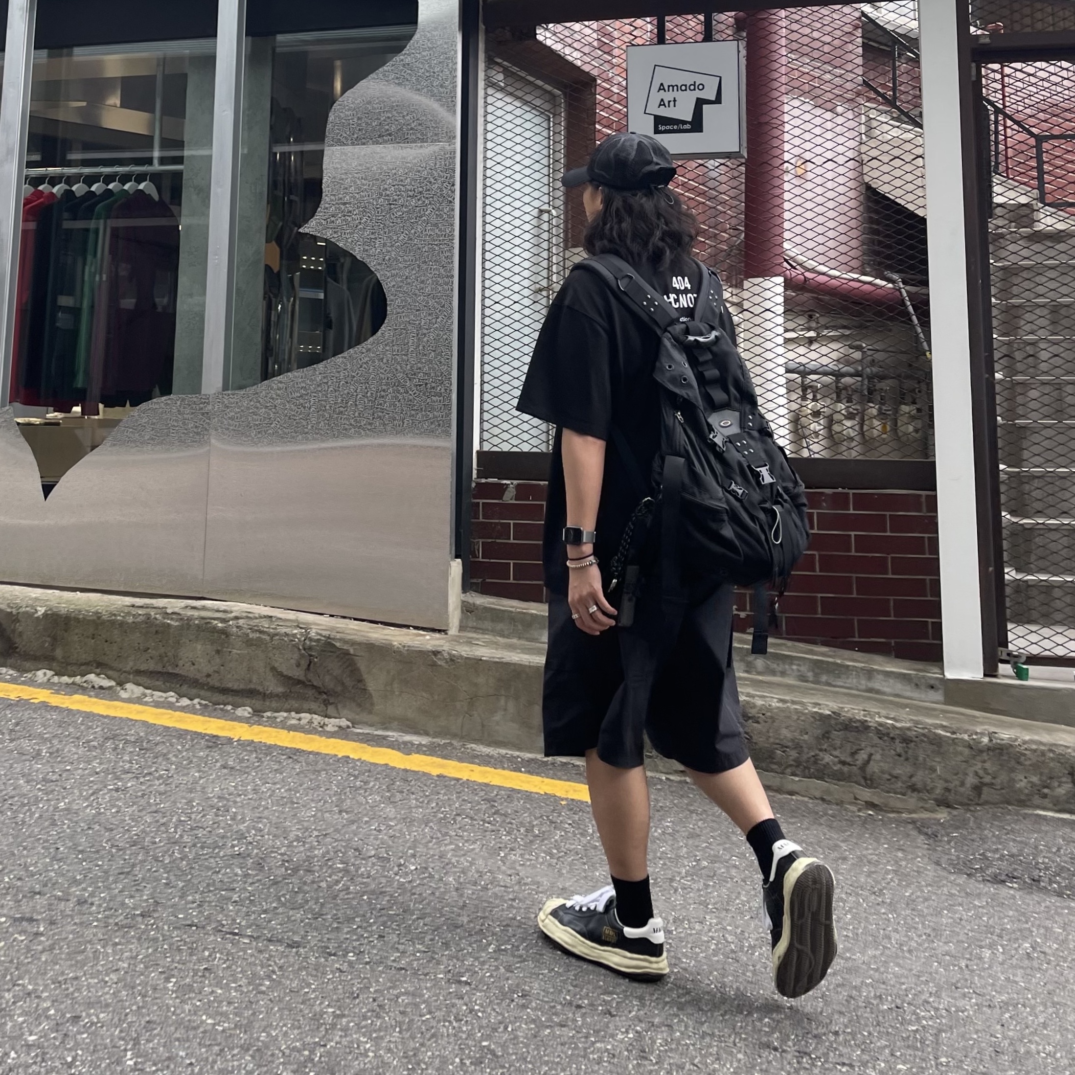 Maison Mihara Yasuhiro Blakey VL OG Sole Canvas Low-top Sneakers Black 착용 스타일