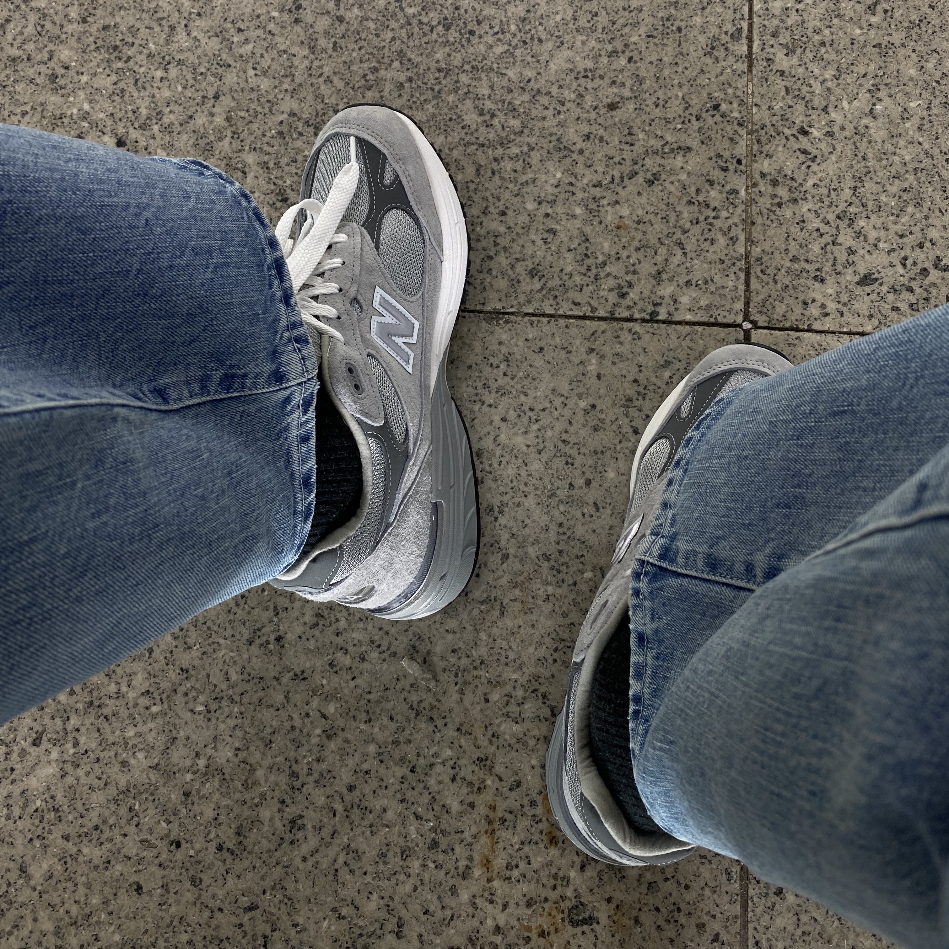 New Balance 993 Made in USA Grey - D Standard, Pottery One Washed Wide Denim Cotton High Density Twill Denim Cloth Washer Finish Mid Blue 착용 스타일