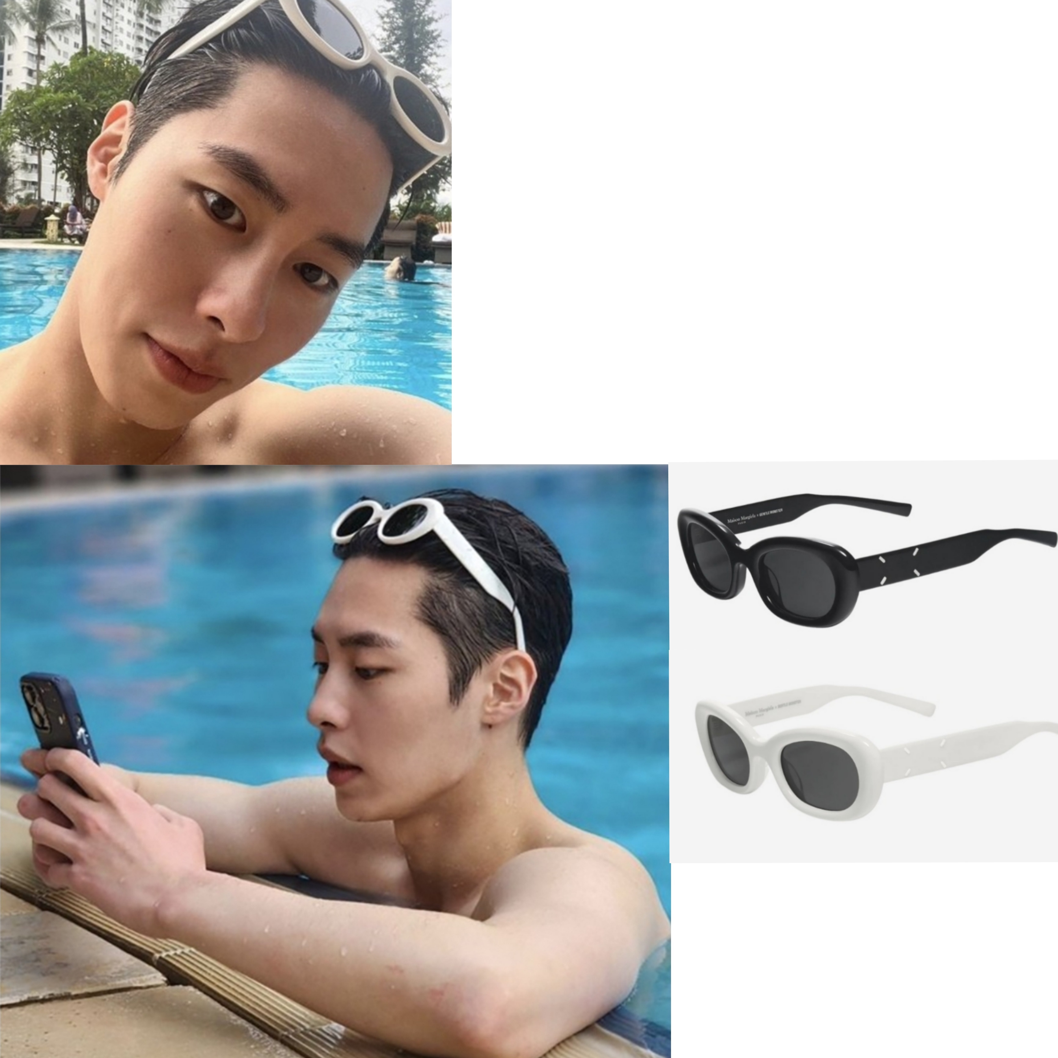 Gentle Monster x Maison Margiela MM004 Black Black, Gentle Monster x Maison Margiela MM004 White Black 착용 스타일