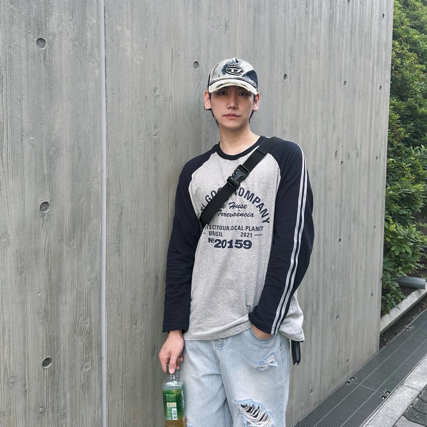 Diesel C-Seymon Treated Denim Baseball Cap Blue White 착용 스타일