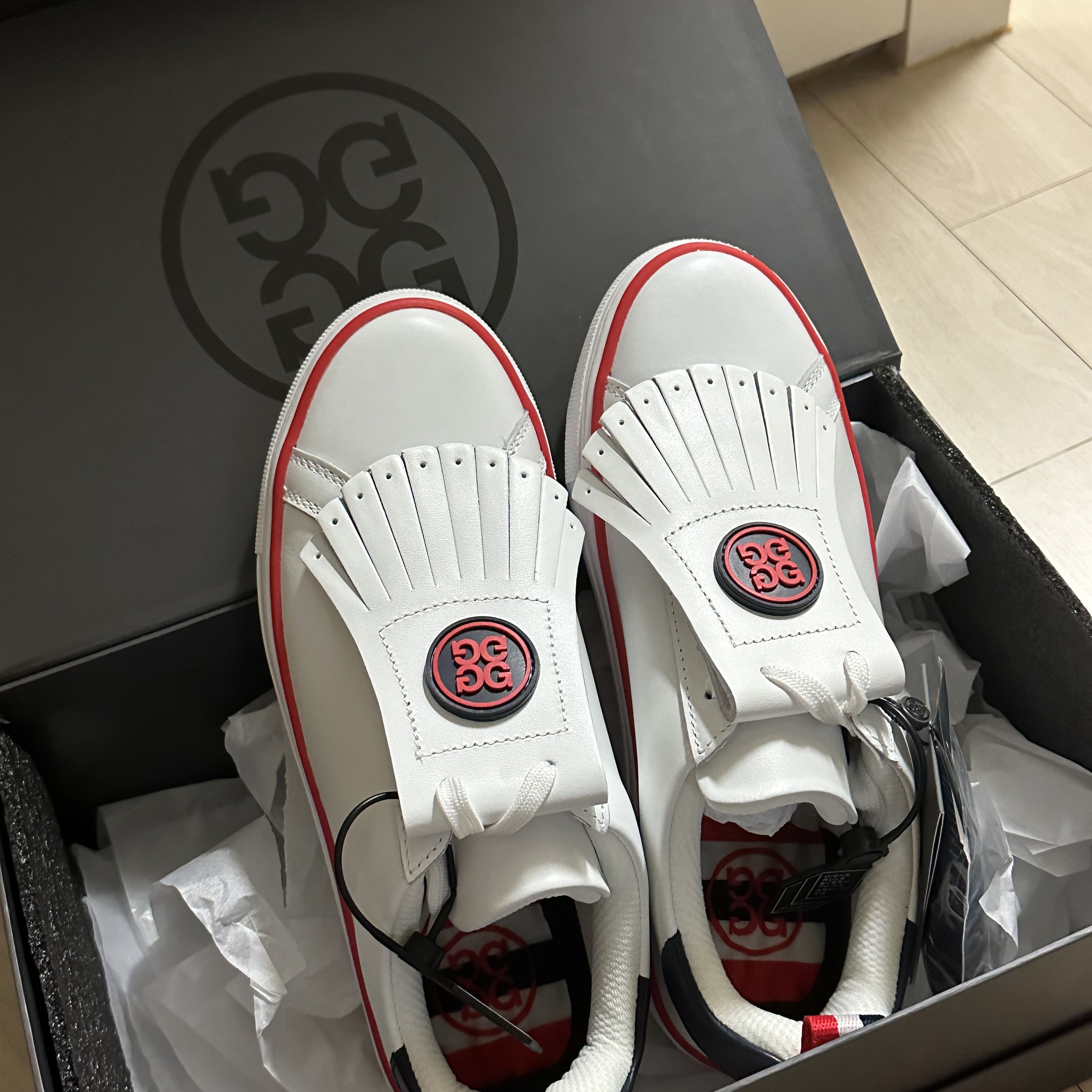 (W) G/Fore Contrast Accent Kiltie Durf Golf Shoes Snow 착용 스타일 - 1