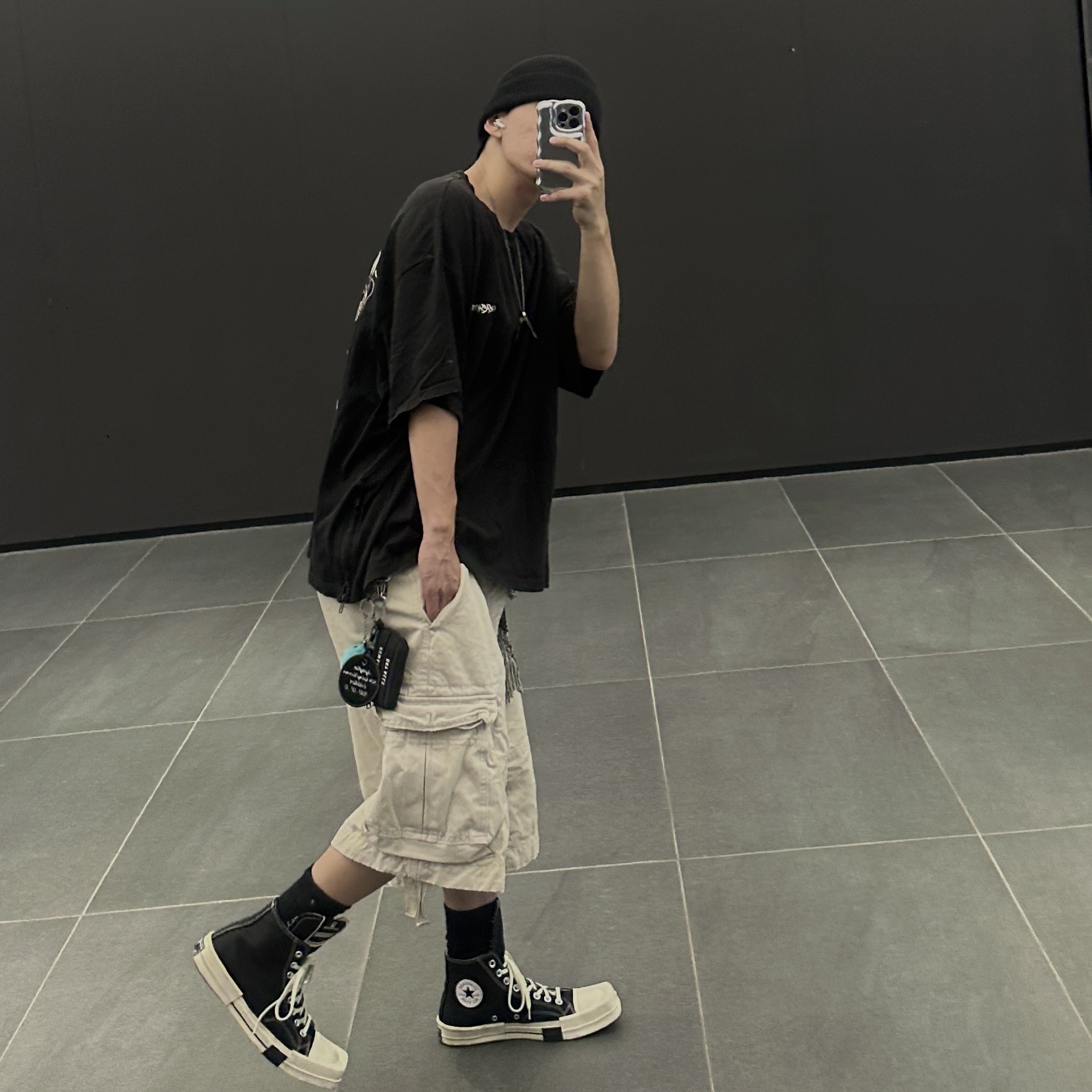 Converse x Drkshdw Drkstr Chuck 70 High Black, Human Made Military Card Case Black 착용 스타일 - 2