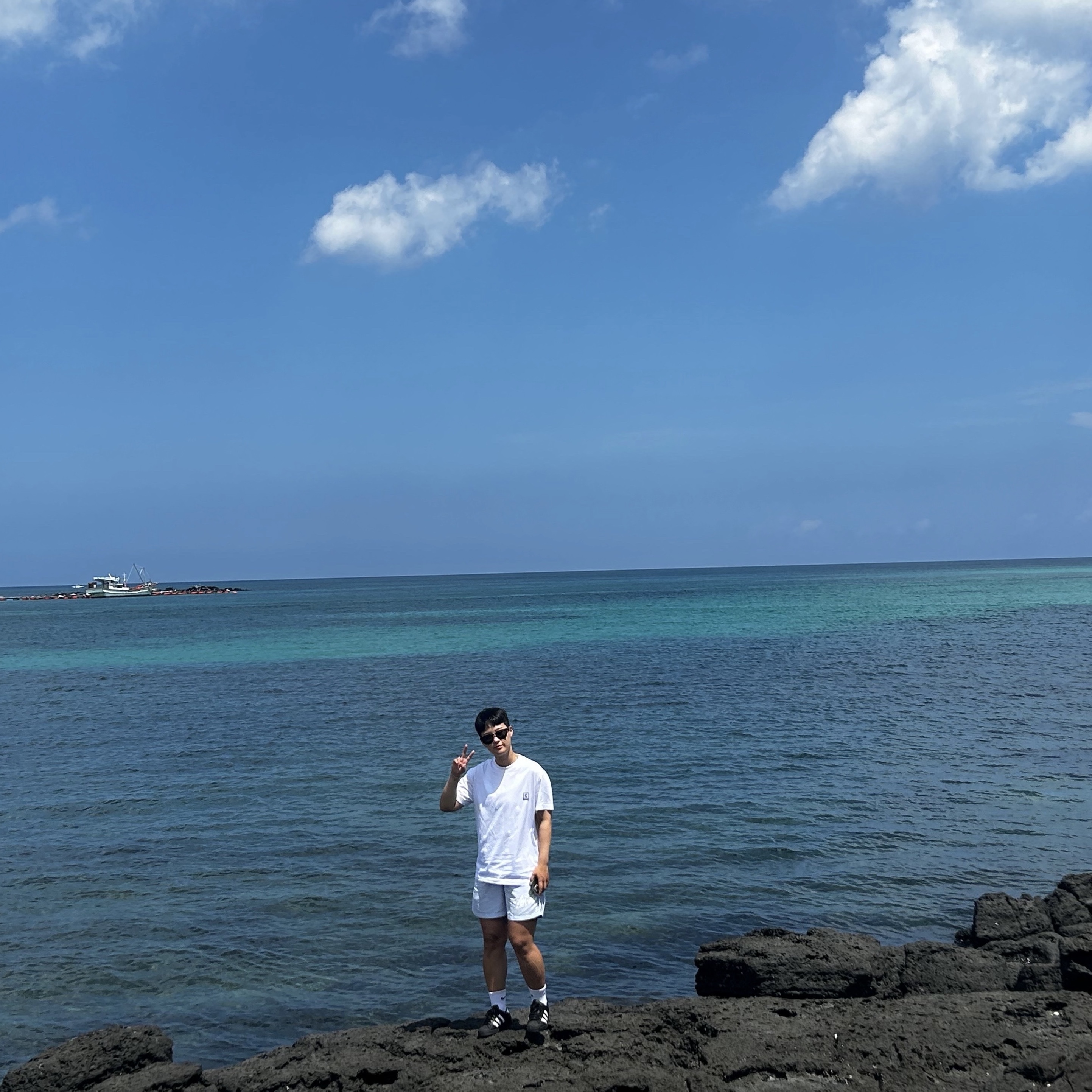 Stussy Big Stock Water Shorts Ice Blue 착용 스타일
