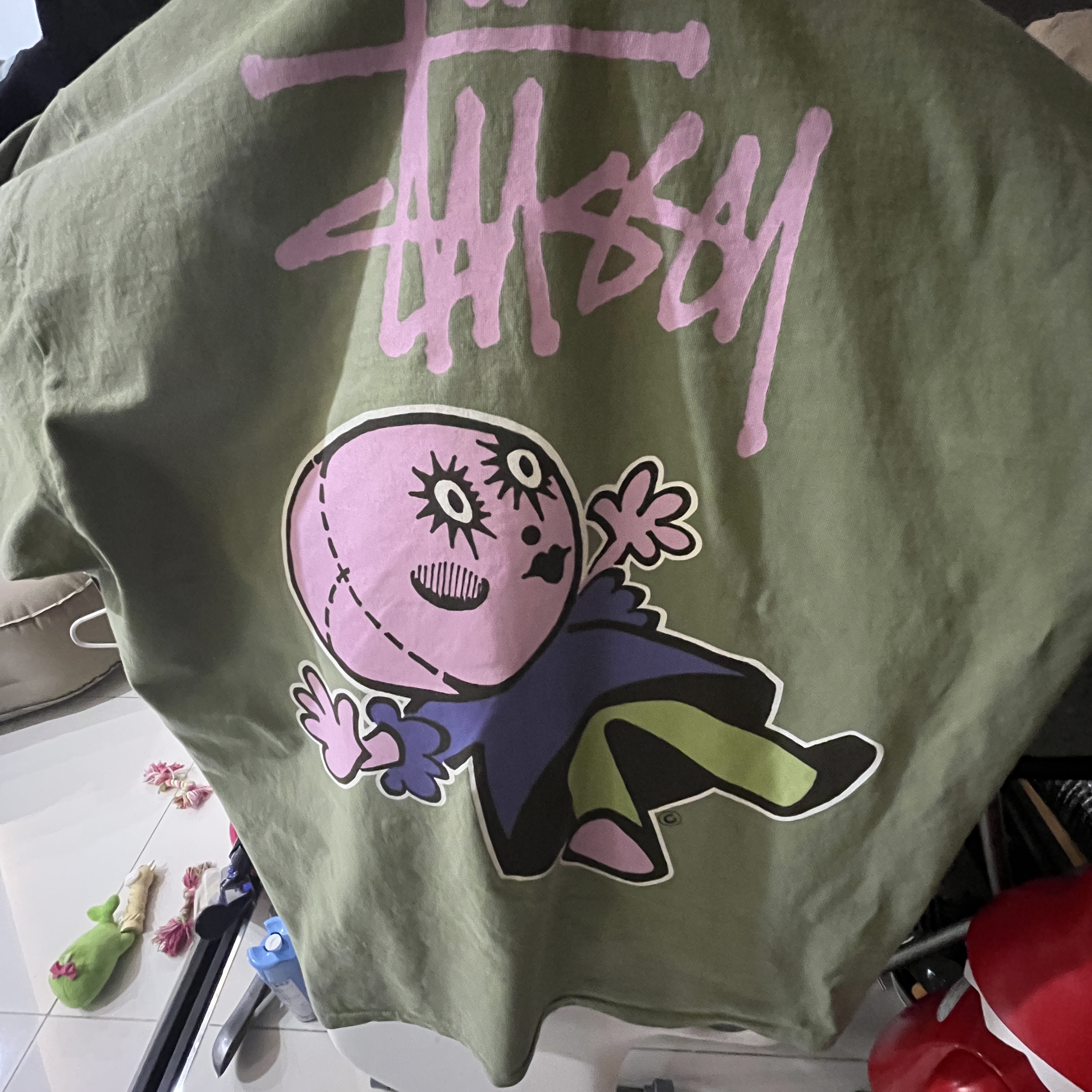 Stussy Dollie Pigment Dyed T-Shirt Artichoke 착용 스타일