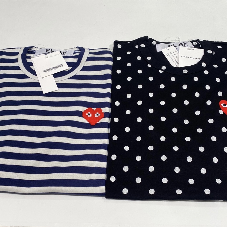 Play Comme des Garcons Polka Dot T-Shirt Black White 착용 스타일