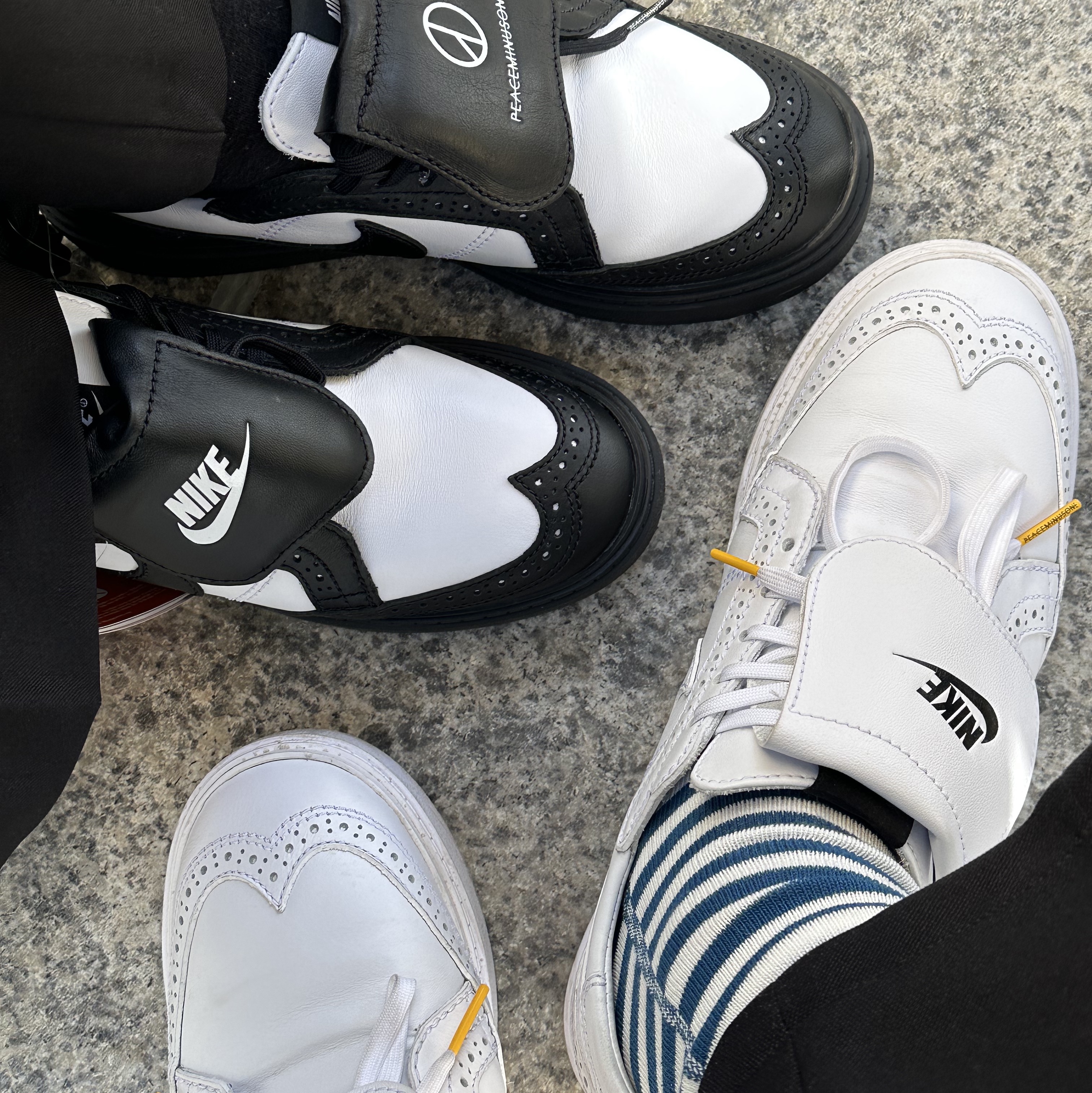 Nike x Peaceminusone Kwondo1 Black and White 착용 스타일