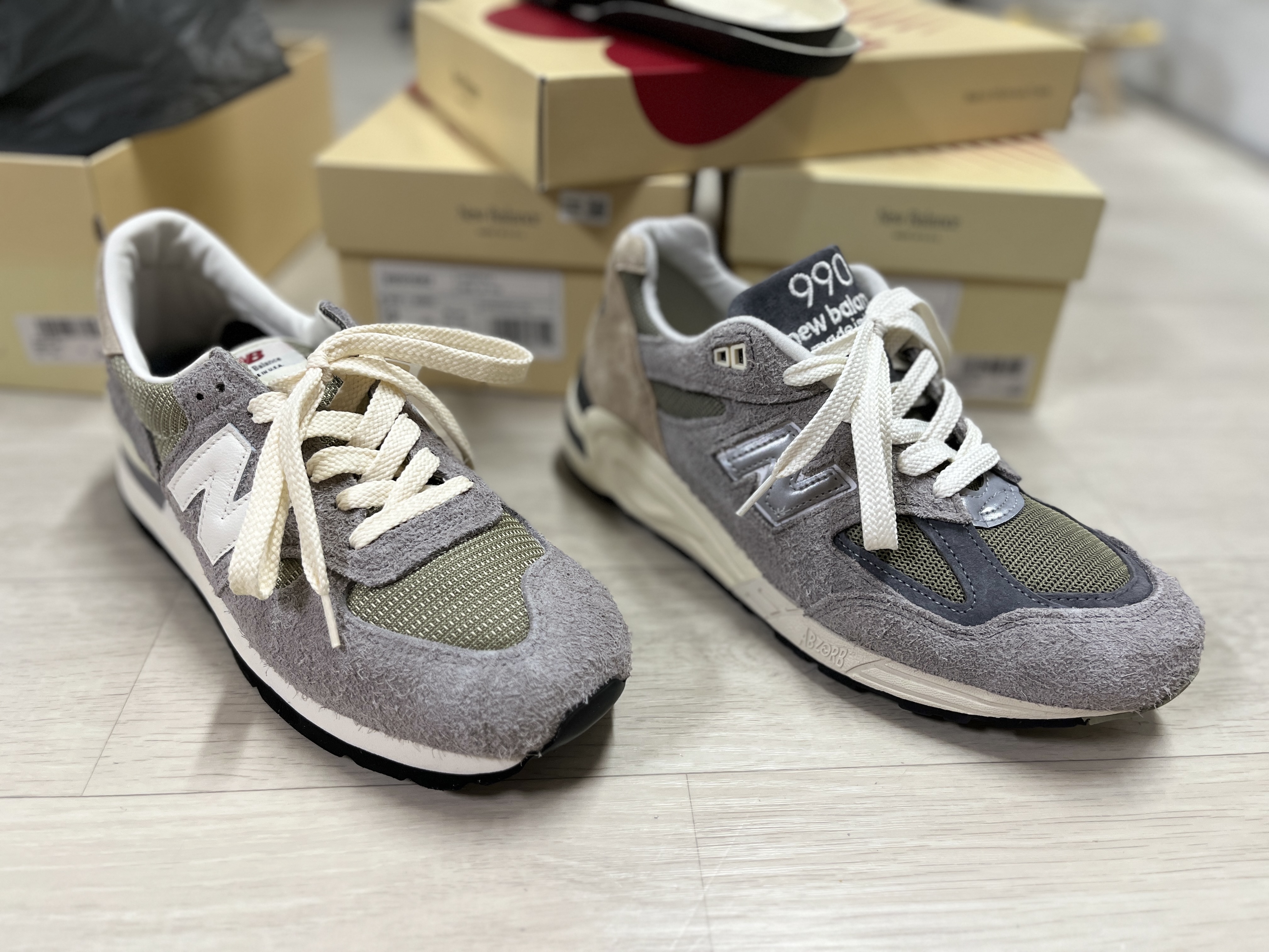 New Balance 990v1 Made in USA Marblehead Incense, New Balance 990v2 Made in USA Marblehead Incense 착용 스타일 - 1