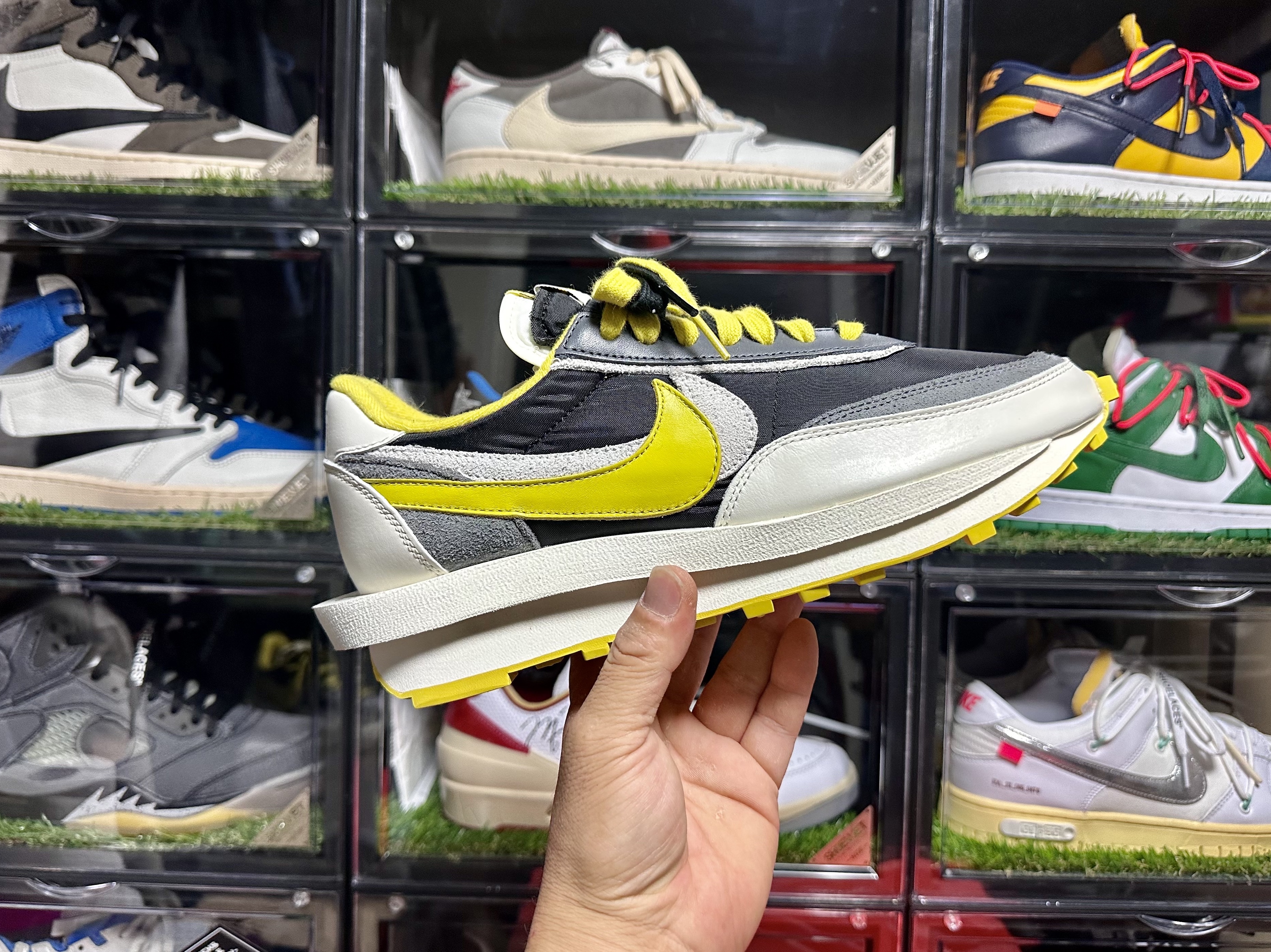 Nike x Sacai x Undercover LDWaffle Black Bright Citron 착용 스타일 - 1
