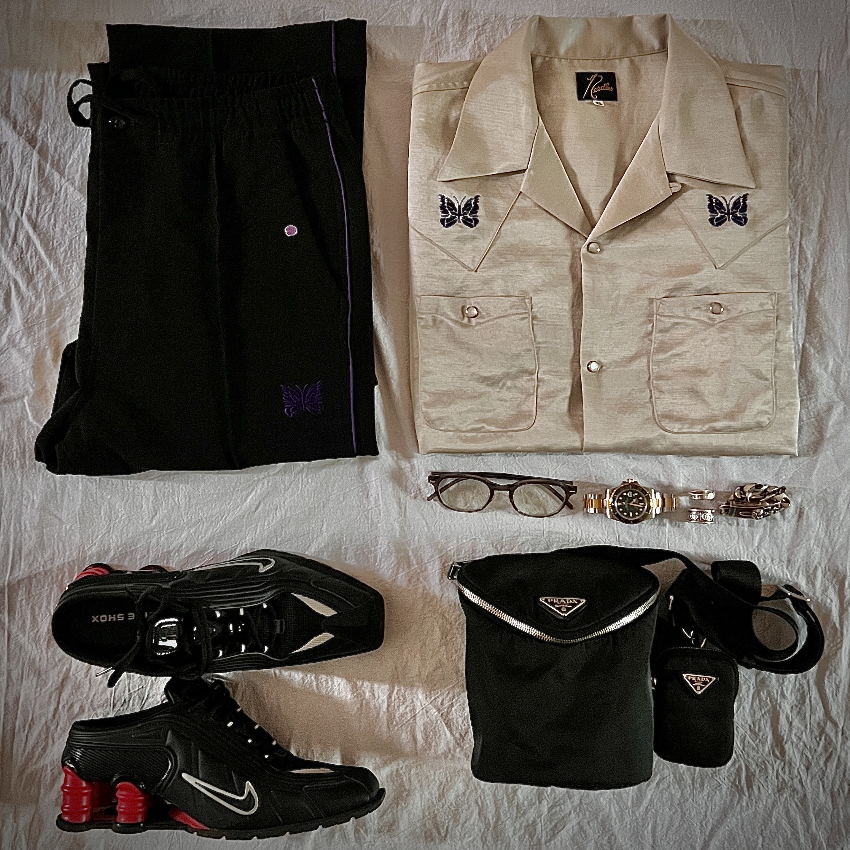 Nike x Martine Rose Shox MR4 Black, Rolex Submariner Date 41mm 126613LN Black Oyster 착용 스타일