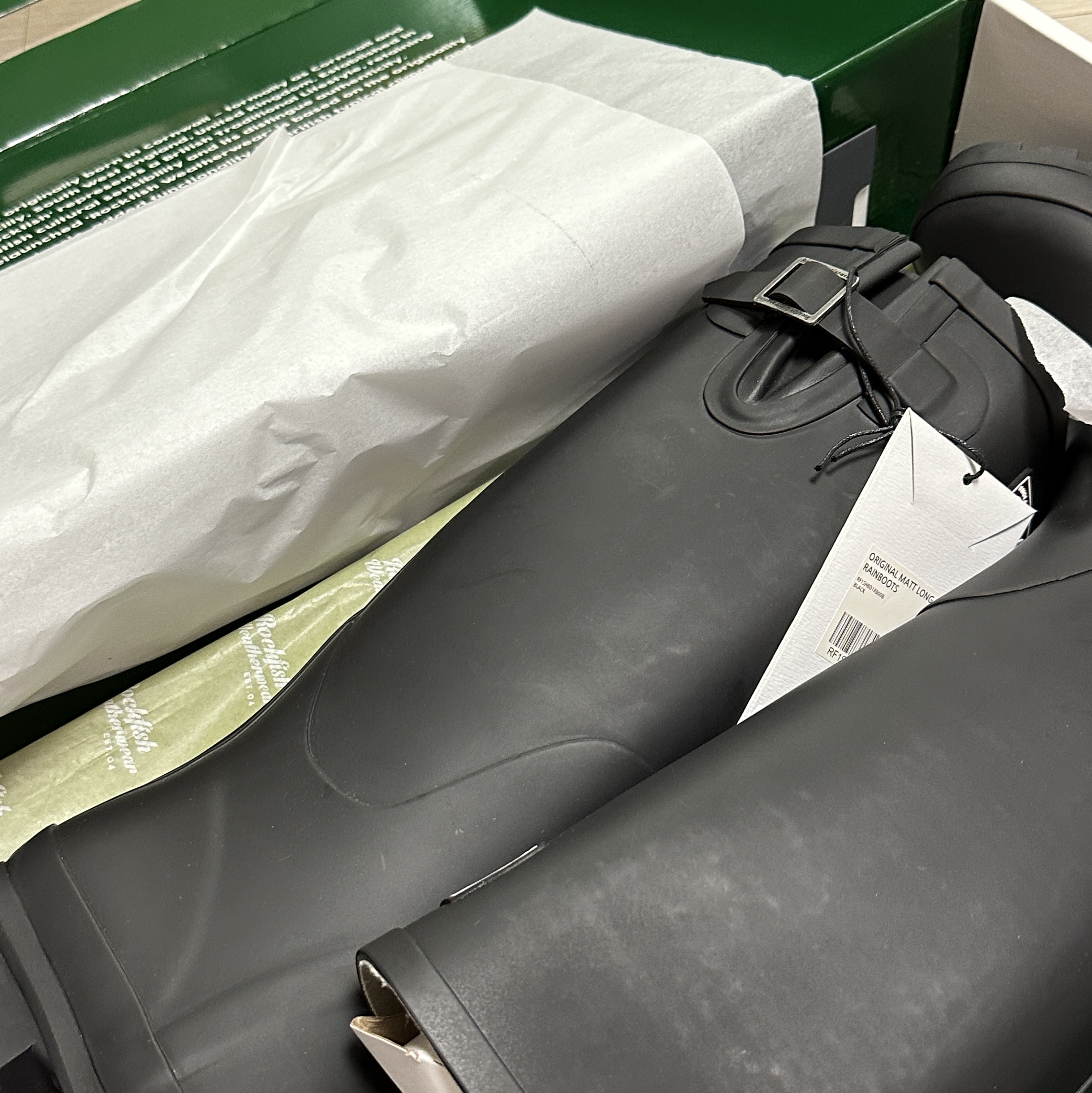 (W) Rockfishweatherwear Original Long Rain Boots Black 착용 스타일