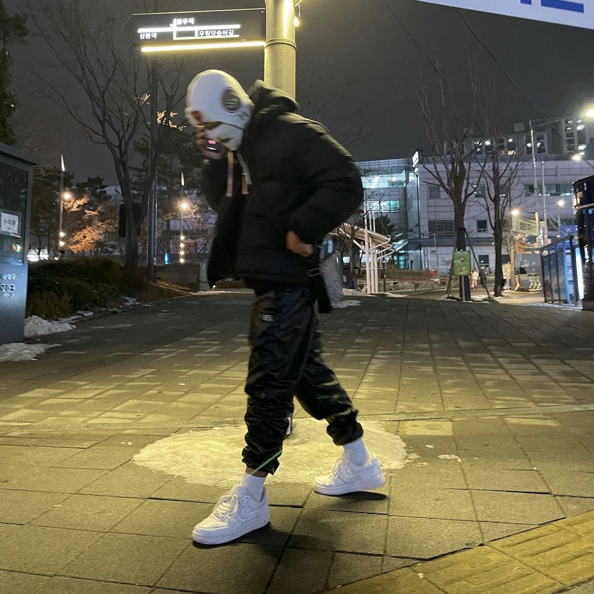 (GS) Nike Air Force 1 LE White 착용 스타일 - 1